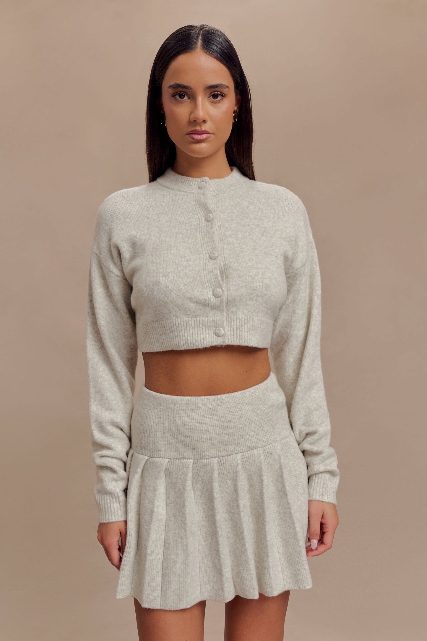 Jupe mini en jersey plissé Dionne - Gris chiné