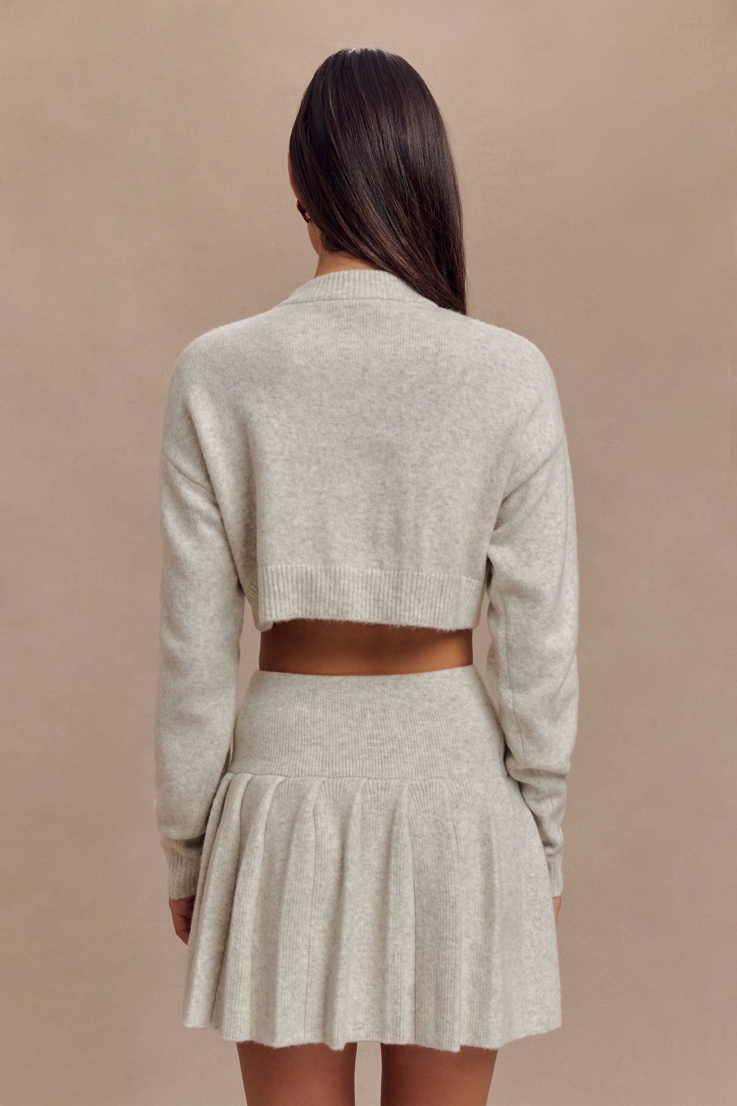 Jupe mini en jersey plissé Dionne - Gris chiné