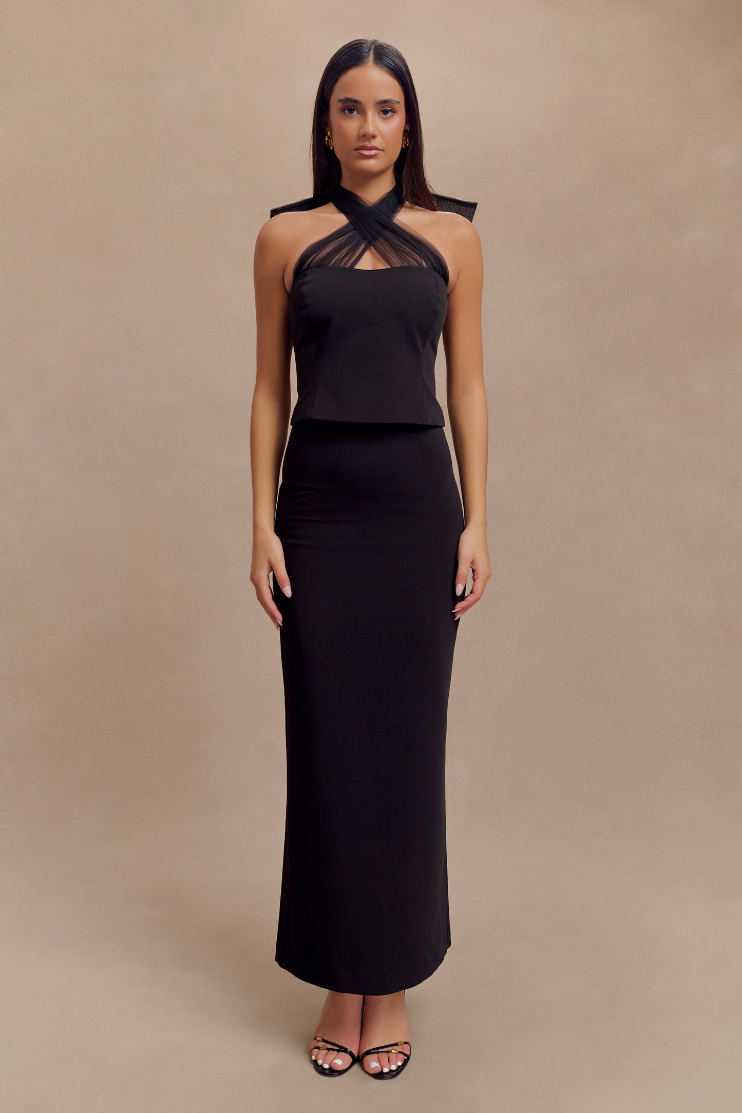 Top Maryam en tulle avec nœud - Noir