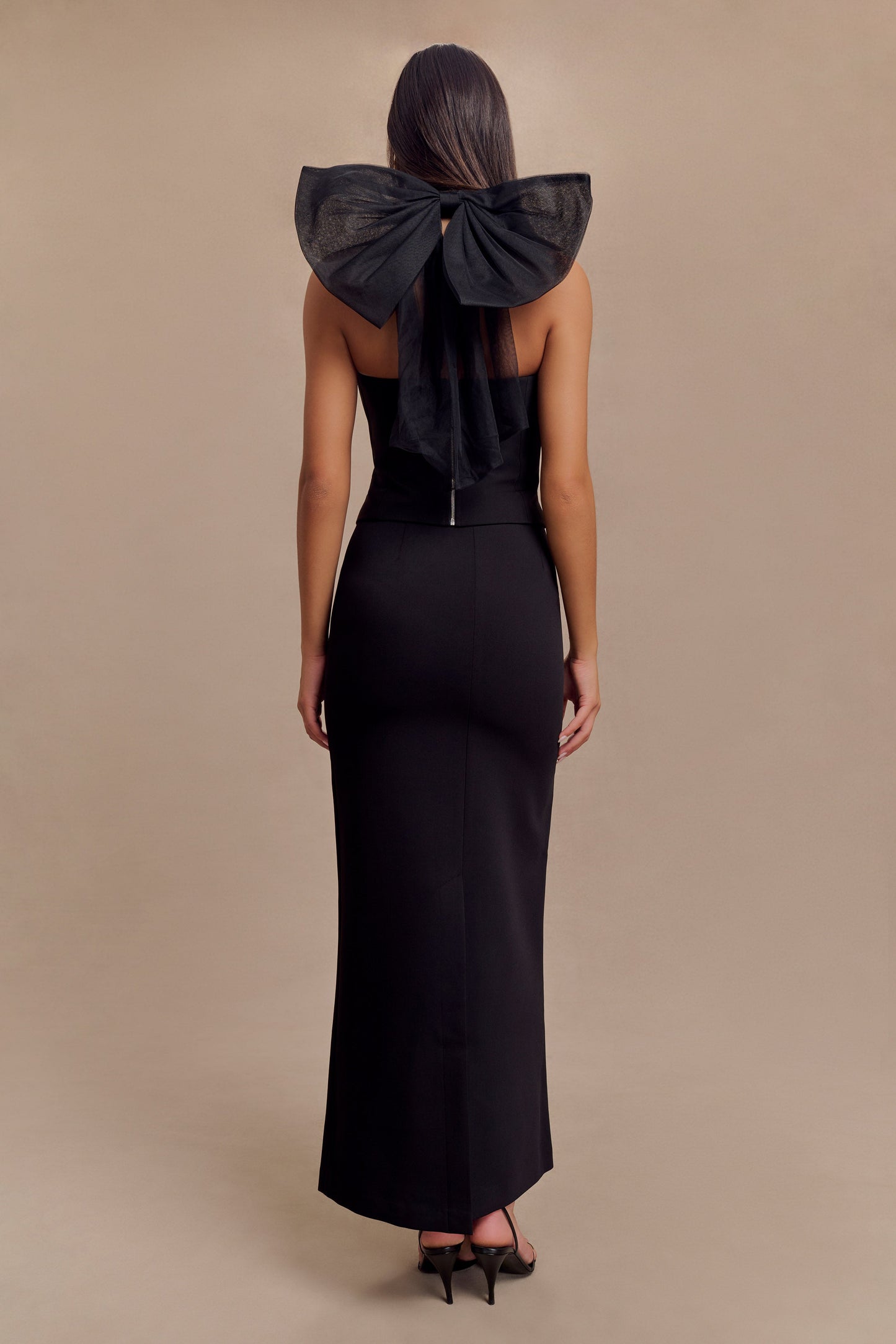 Top Maryam en tulle avec nœud - Noir