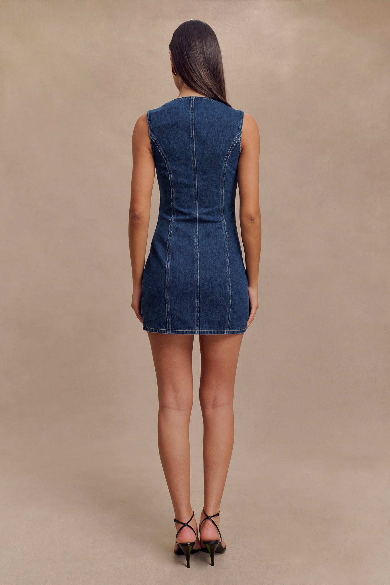 Mini-robe en jean à boutons Jane - Bleu foncé