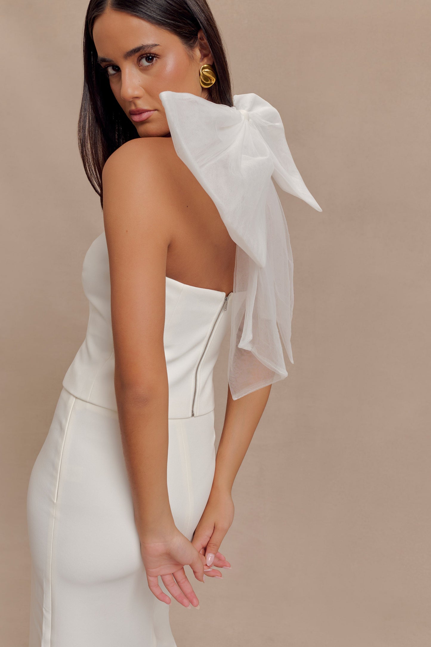 Top Maryam en tulle avec nœud - Blanc