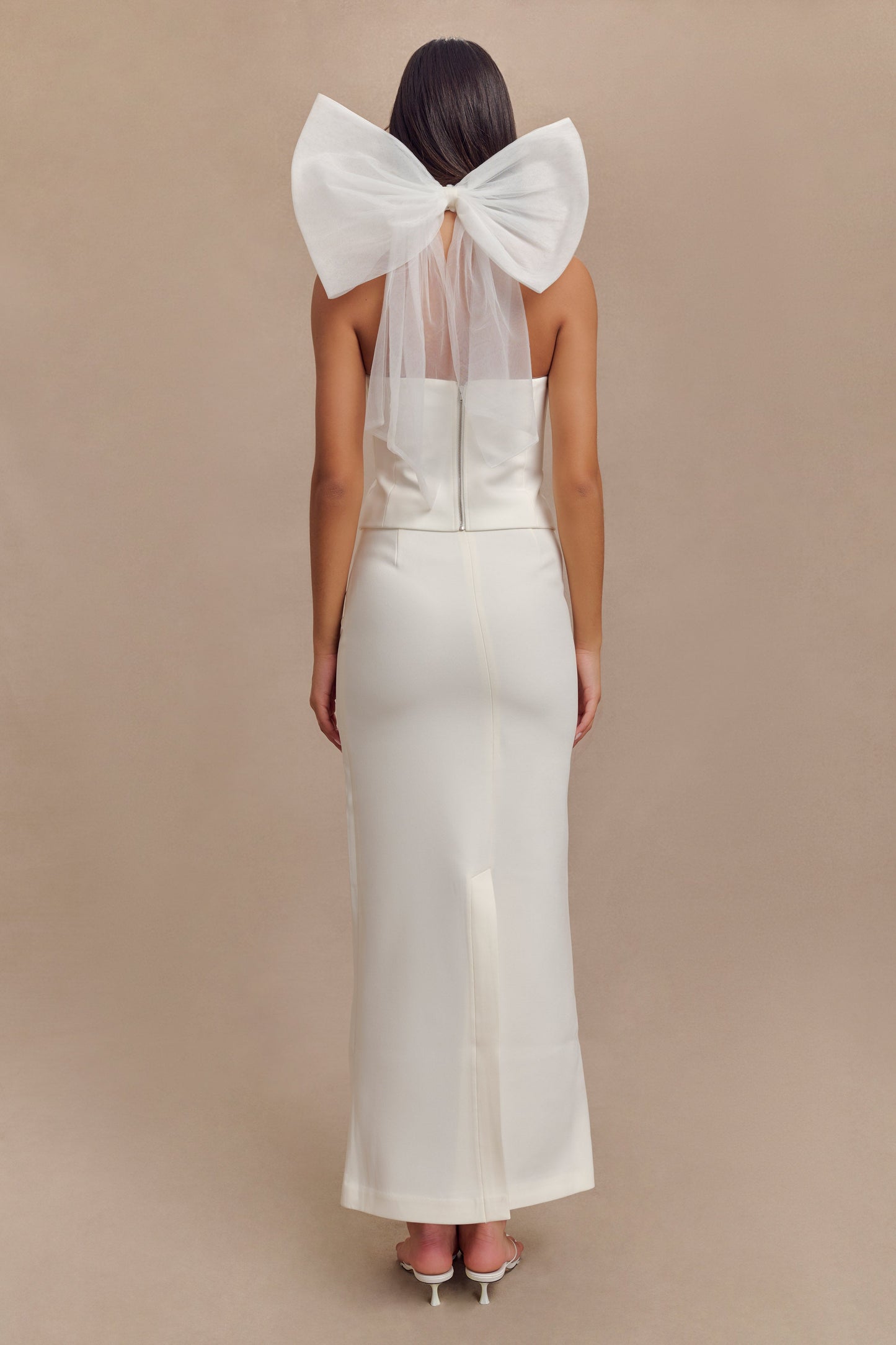 Top Maryam en tulle avec nœud - Blanc