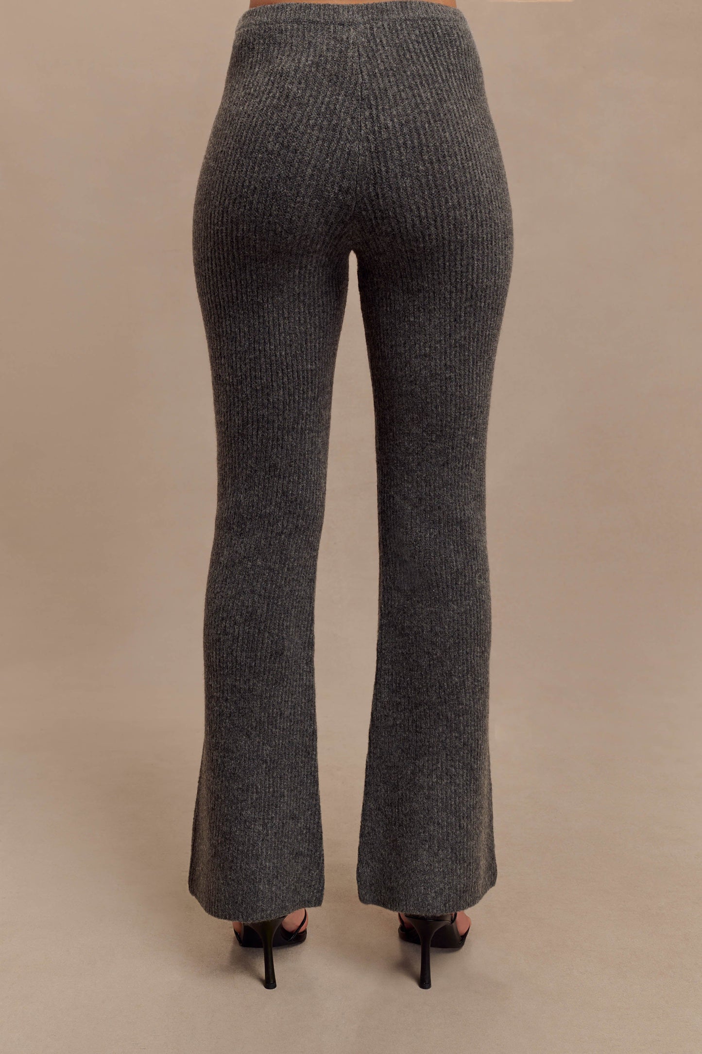 Pantalon en Tricot à Coupe Droite Shyann - Gris Anthracite Mélangé