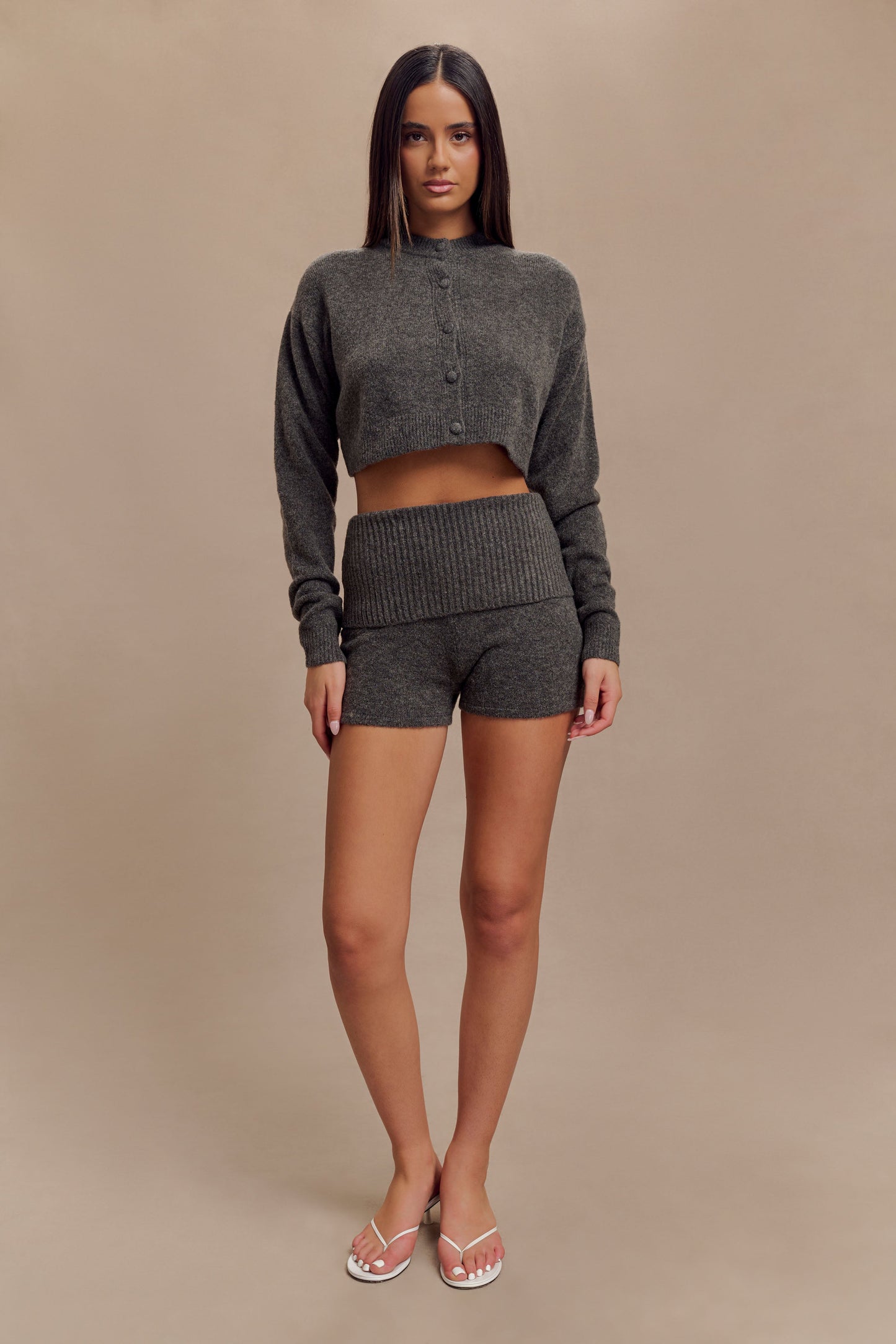 Shorts en Tricot Aubrey - Gris Anthracite