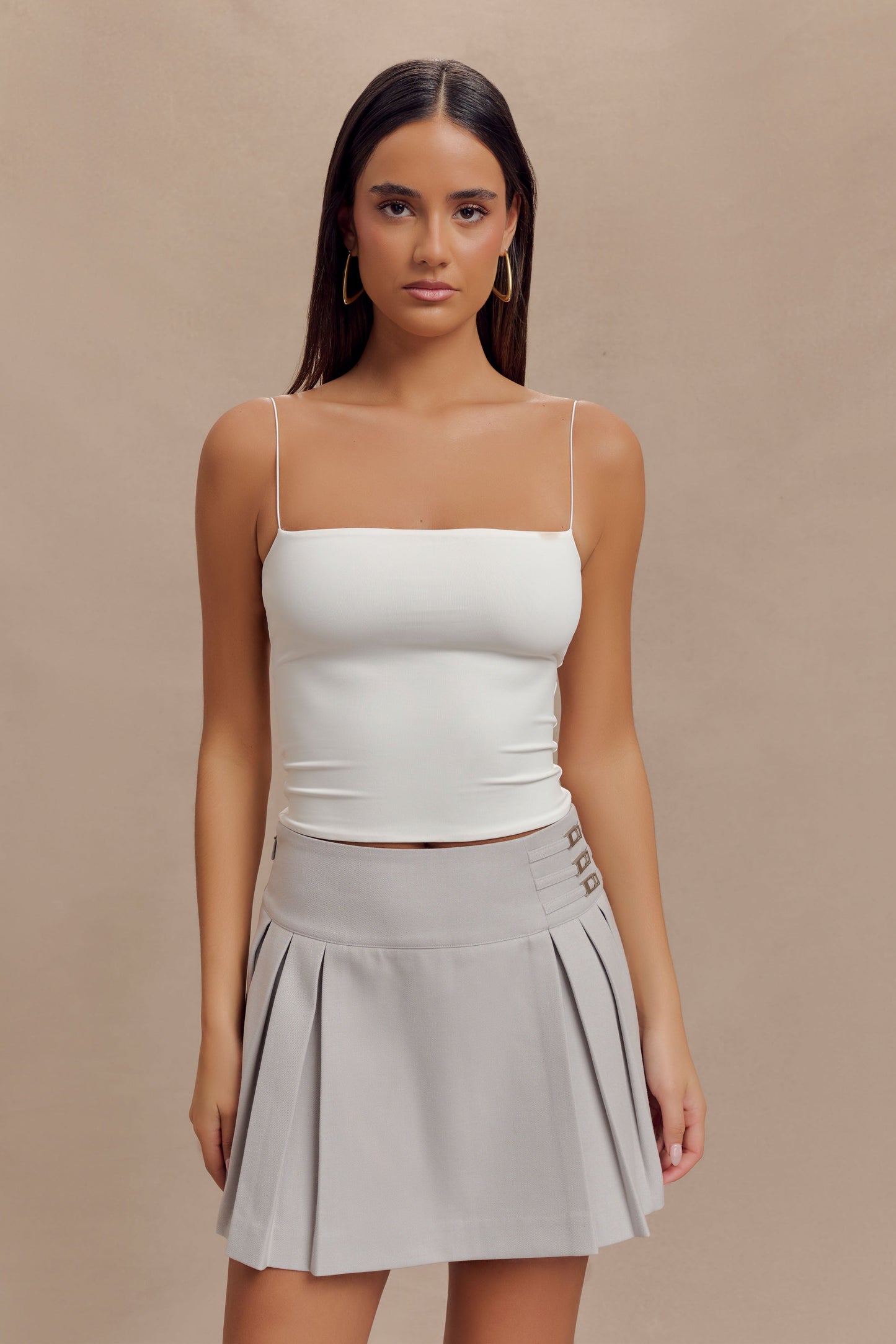 Jupe mini plissée avec boucle Angie - Gris
