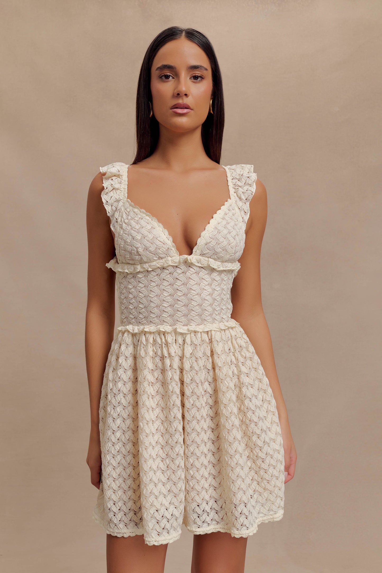 Mini-robe en dentelle Ezra - Ivoire