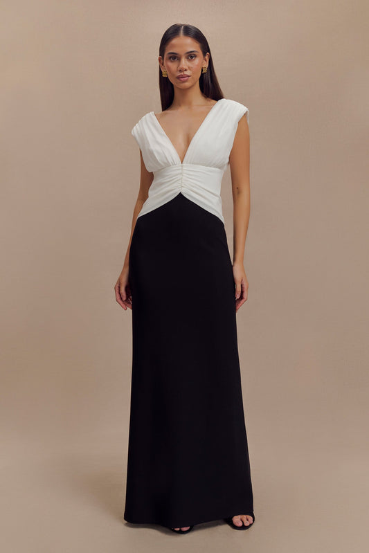 Robe Maxi Contrastée Monique - Noir