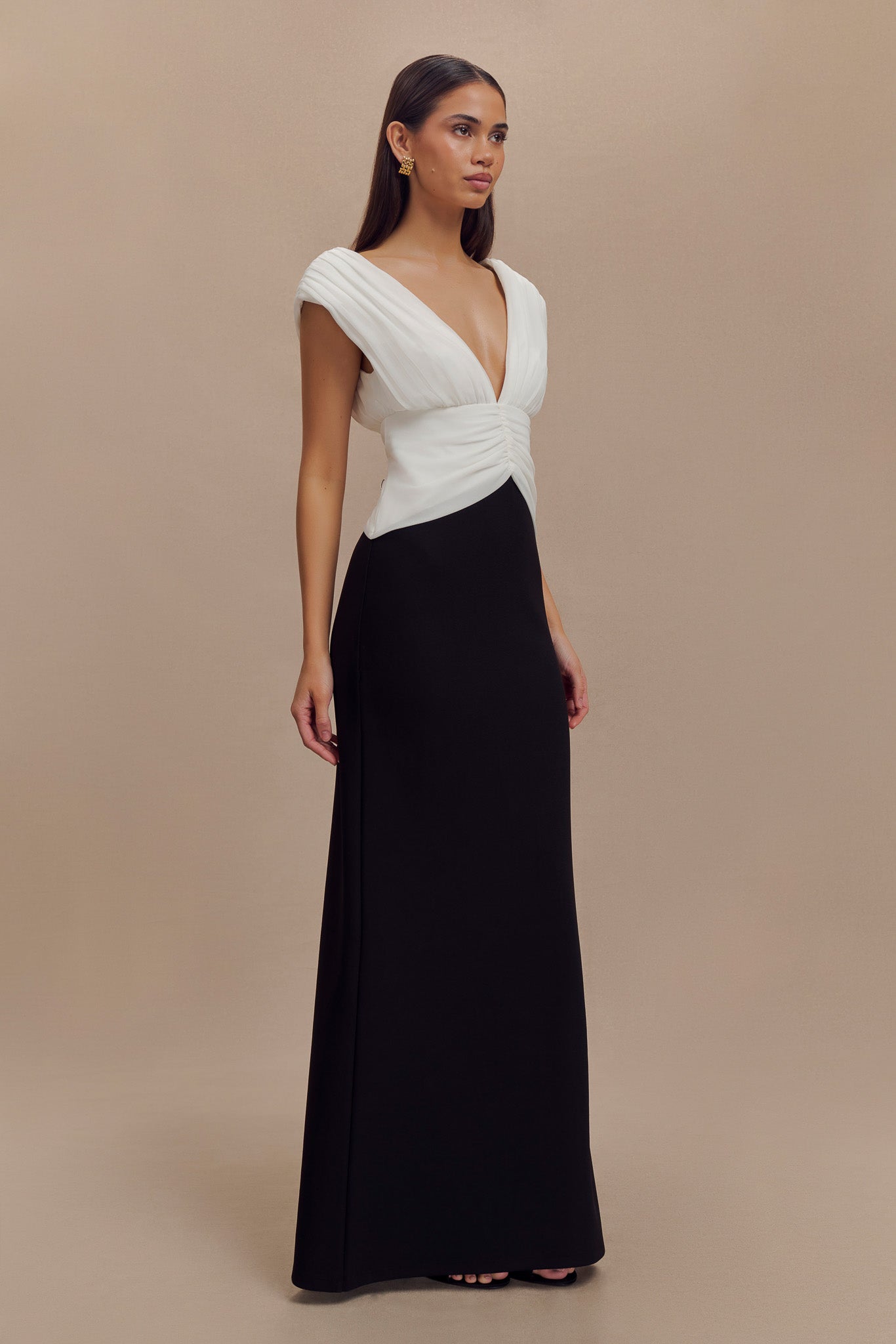 Robe Maxi Contrastée Monique - Noir
