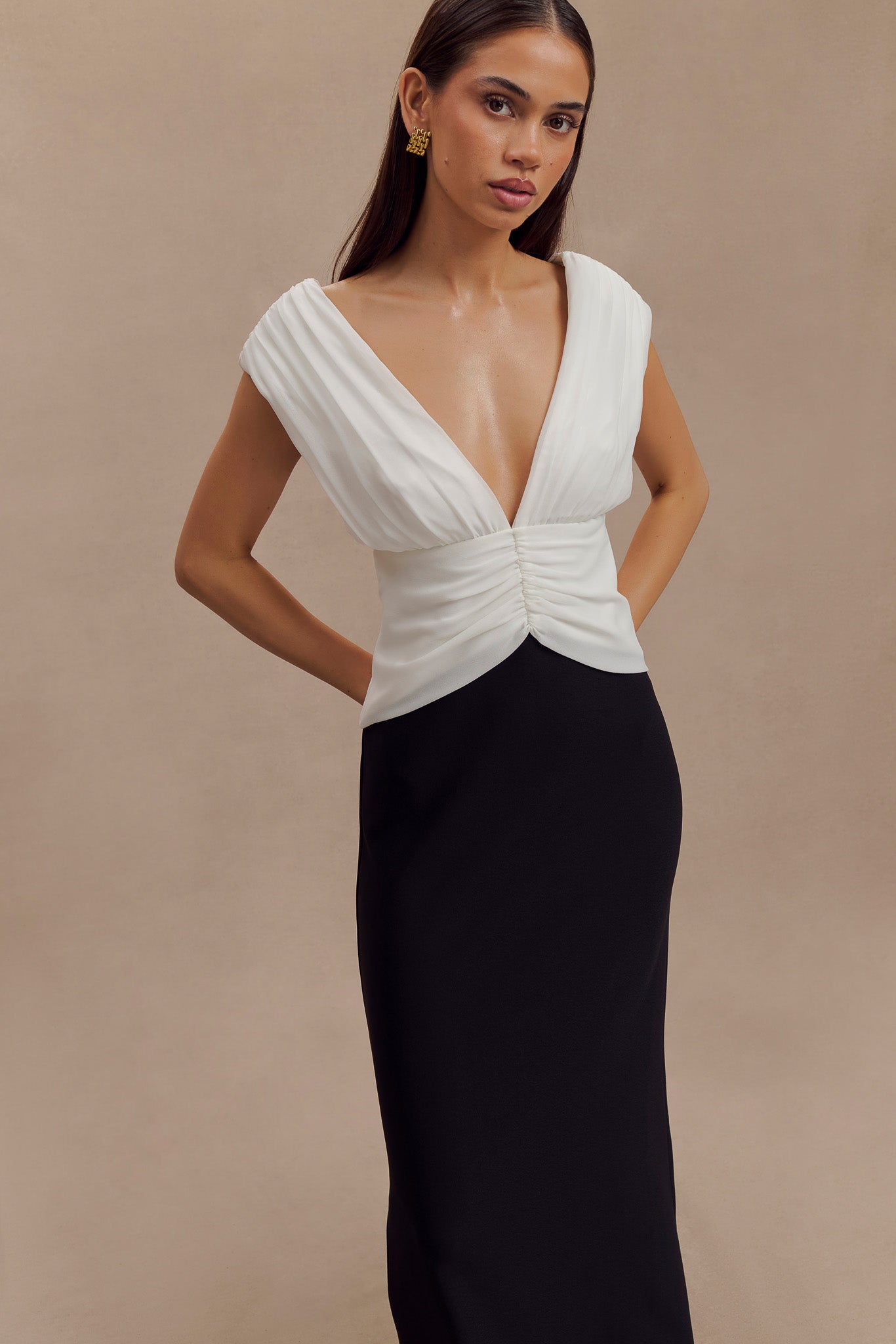 Robe Maxi Contrastée Monique - Noir