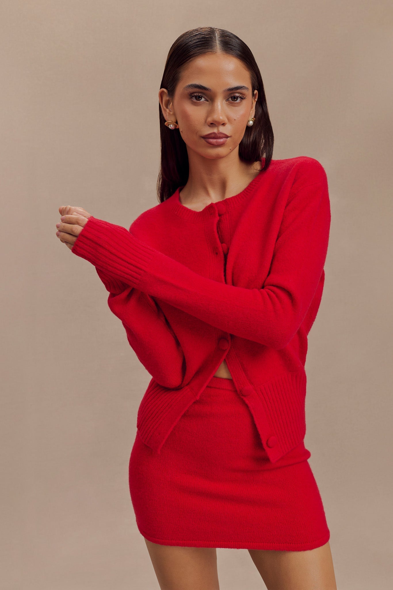 Cardigan en tricot ample Genevieve - Rubis