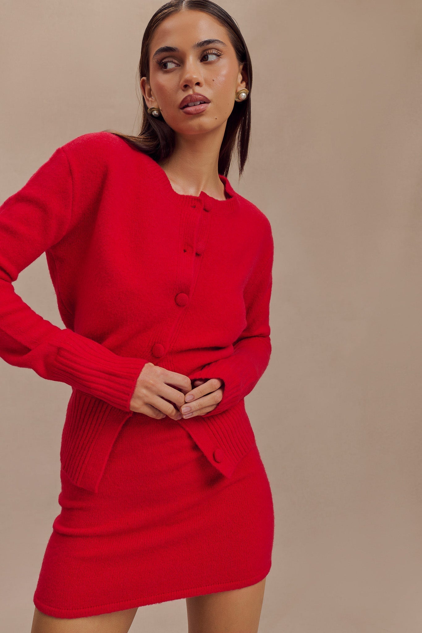 Jupe mini en tricot Brianne - Rubis