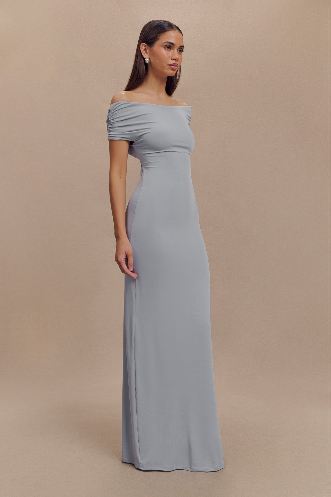 Robe Maxi Évasée et Décolletée Imogen - Bleu Cendré