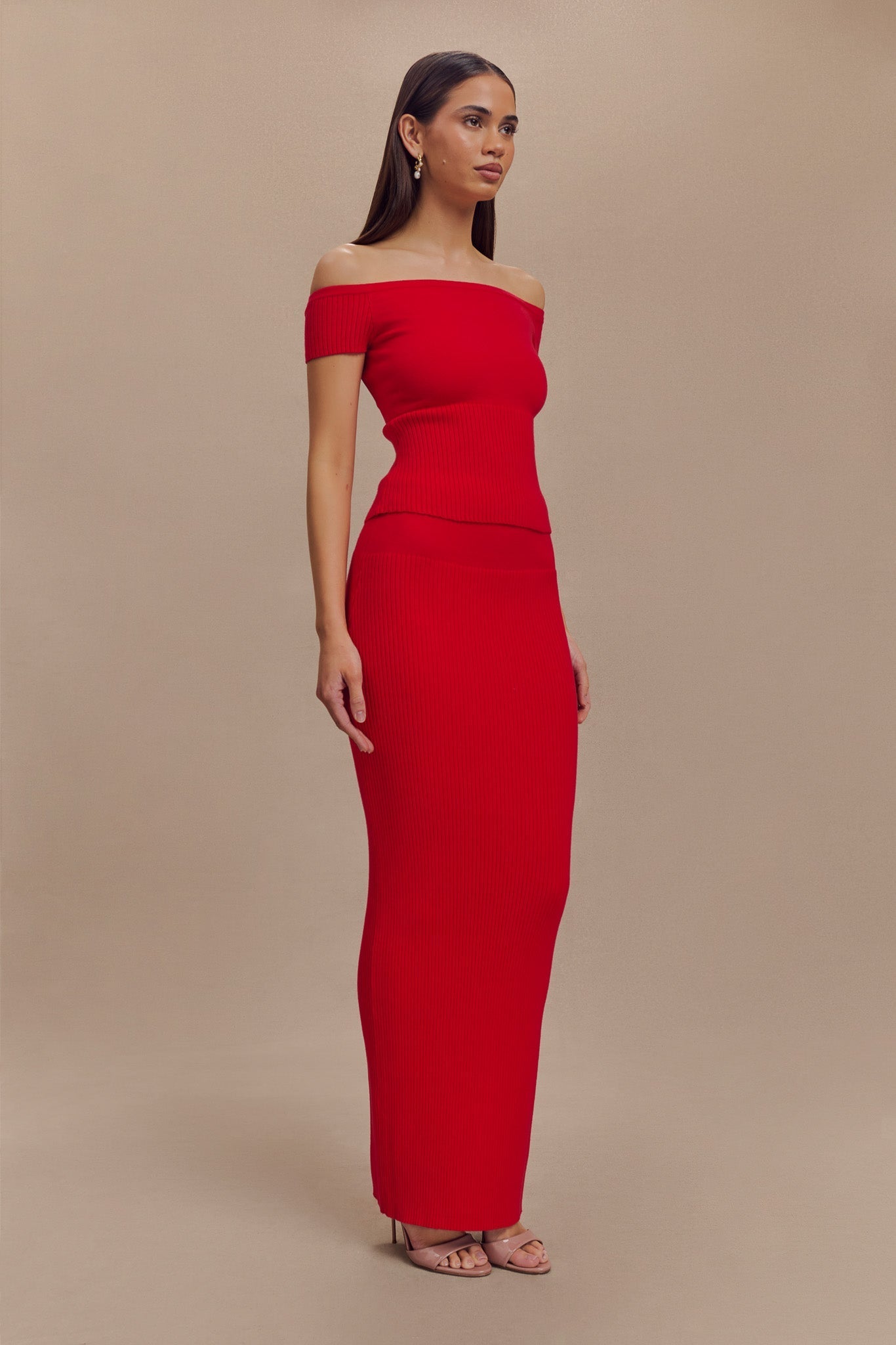 Jupe Maxi Tricot côtelé Mathilde - Rubis
