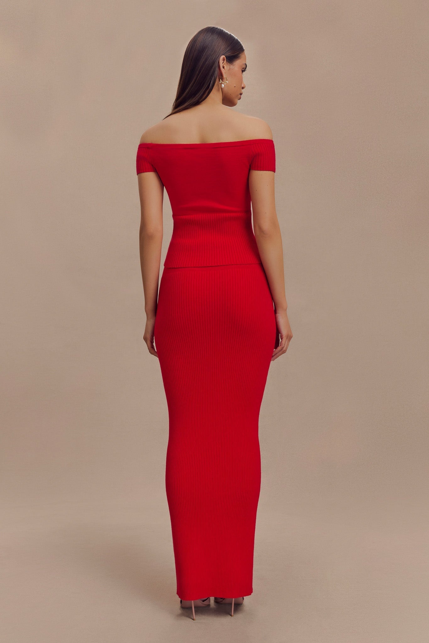 Jupe Maxi Tricot côtelé Mathilde - Rubis