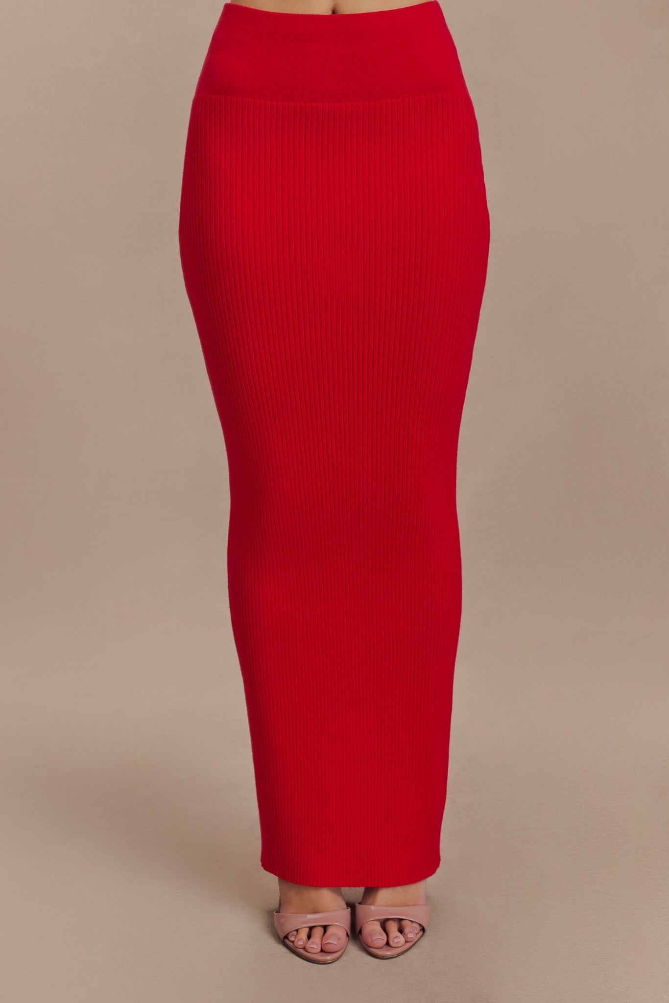 Jupe Maxi Tricot côtelé Mathilde - Rubis