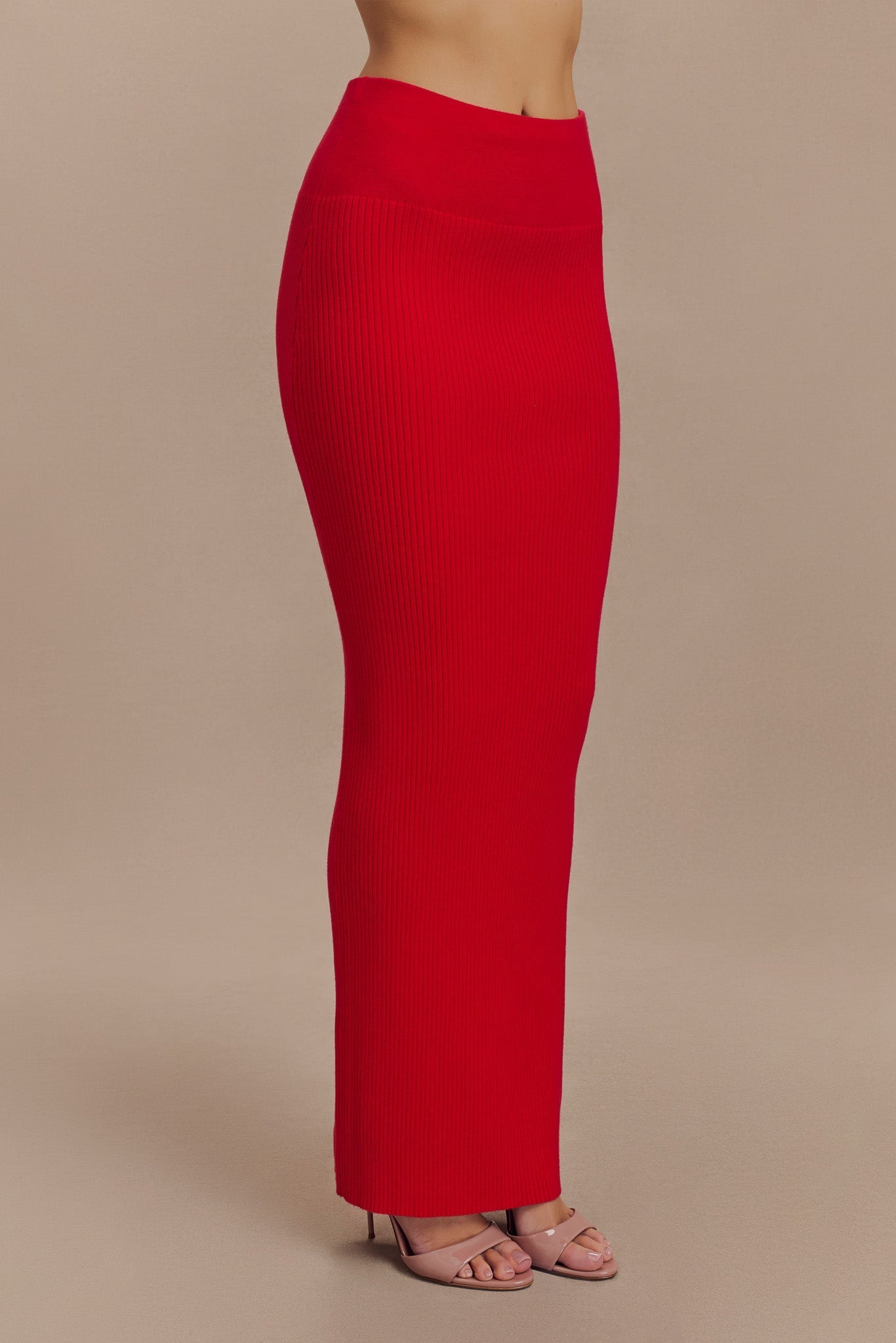 Jupe Maxi Tricot côtelé Mathilde - Rubis