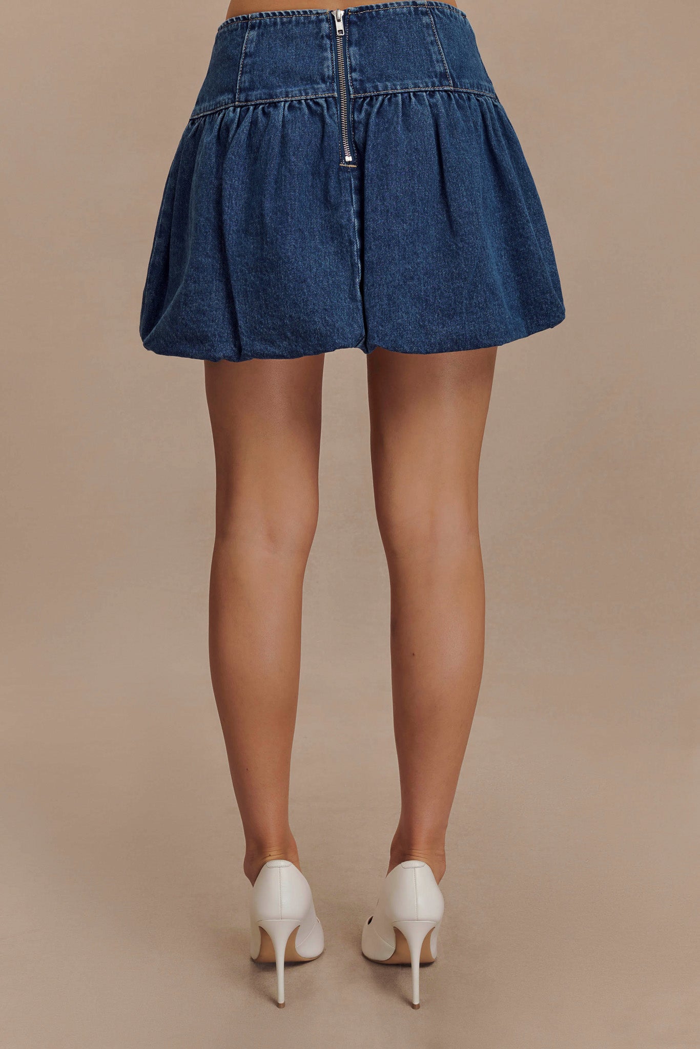 Jupe mini en jean à bulles Genia - Bleu foncé