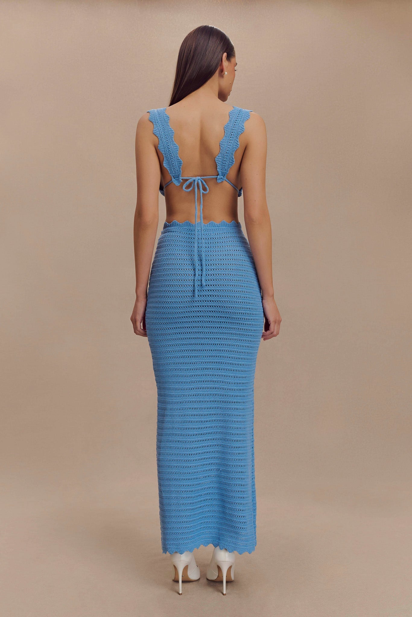 Jupe Maxi Crochetee Jadia en Forme de Queue de Poisson - Bleu Bleu Roi