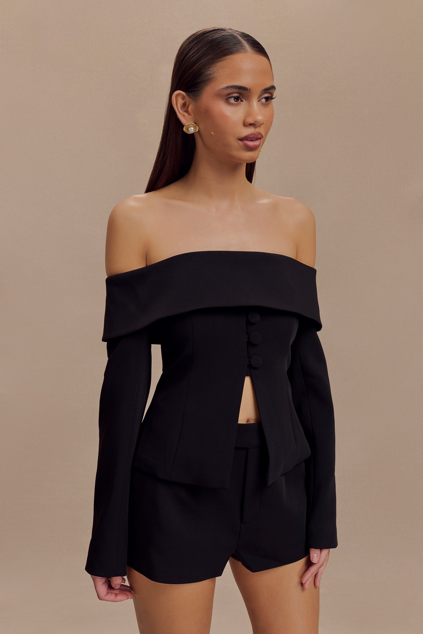 Veste décolletée épaules nues Celene - Noir