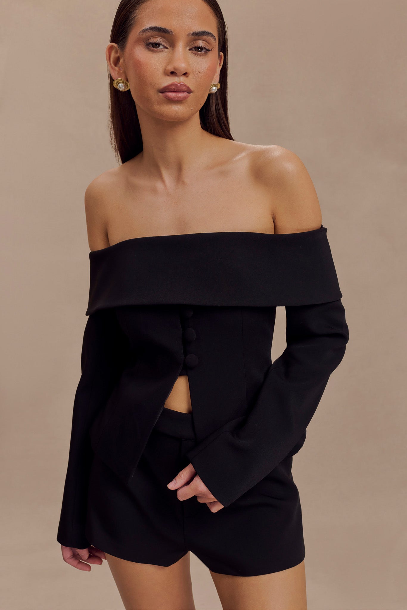 Veste décolletée épaules nues Celene - Noir