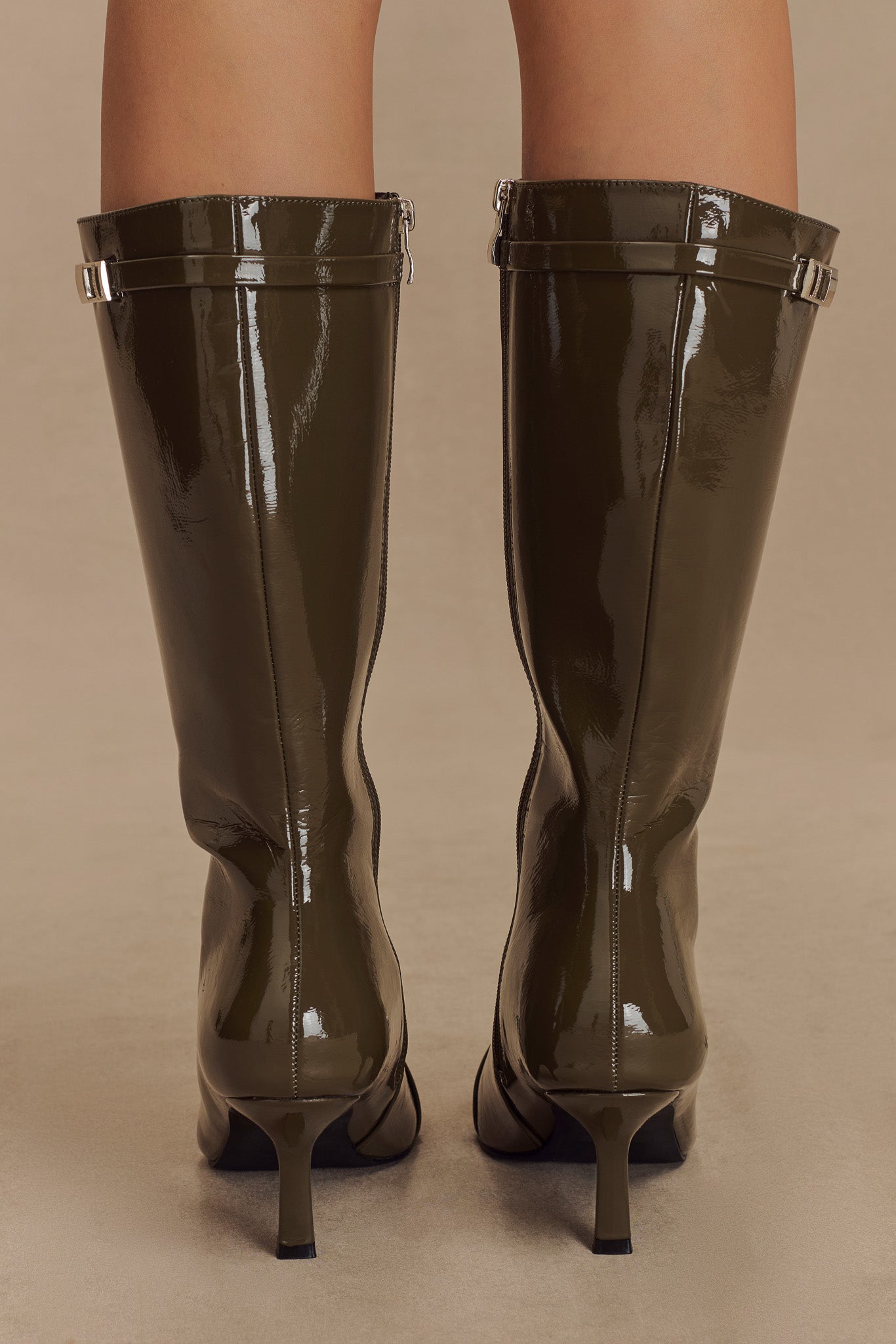 Botte à boucle en simili cuir verni Astra - Khaki