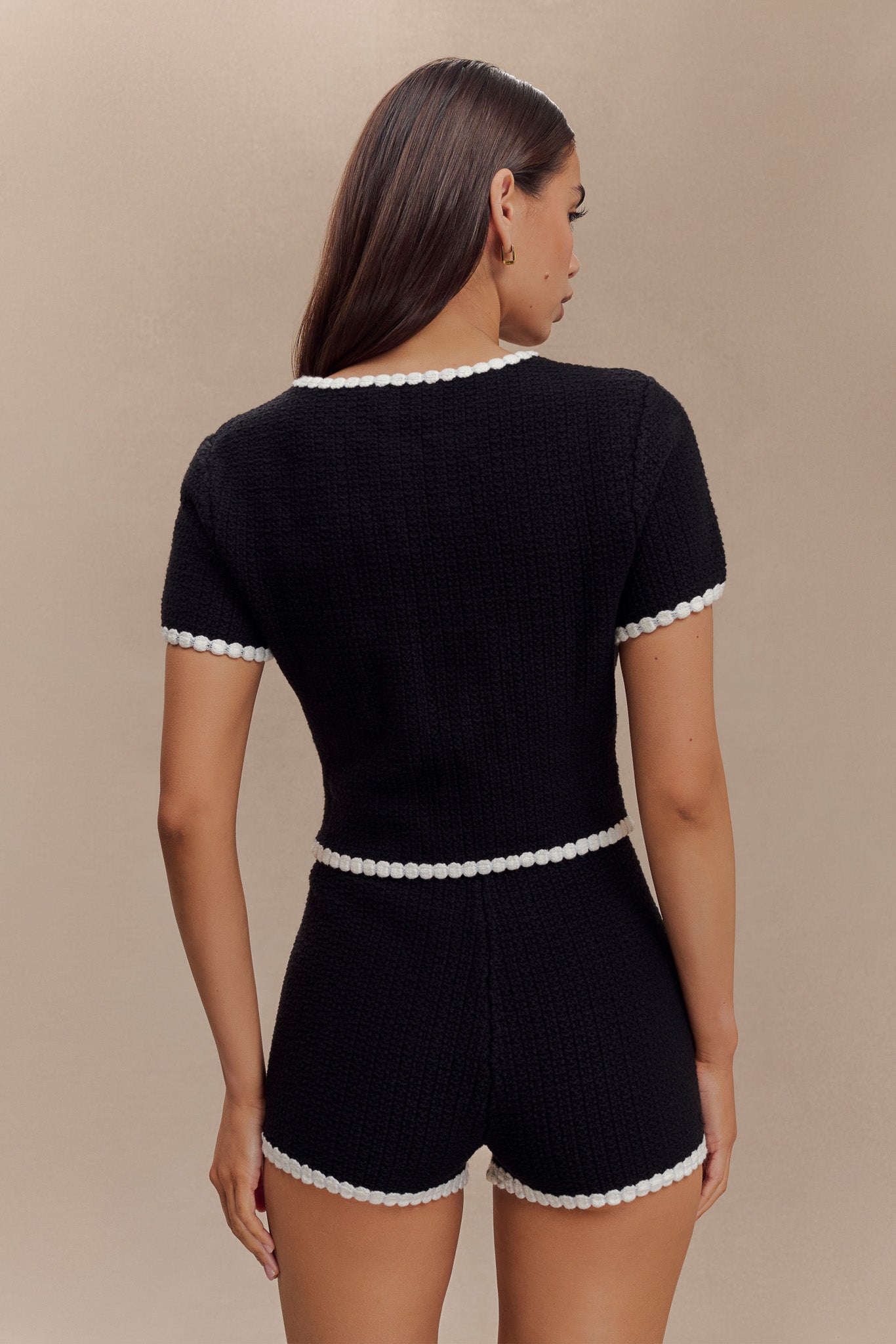 Top en tricot contrasté safran - Noir/Blanc