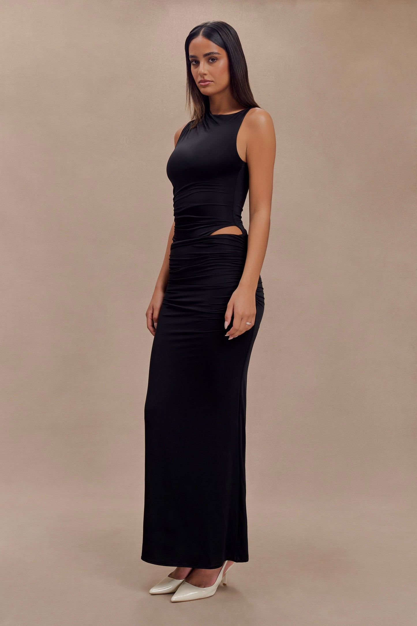 Robe Maxi Kaia en Jersey Découpe - Noir