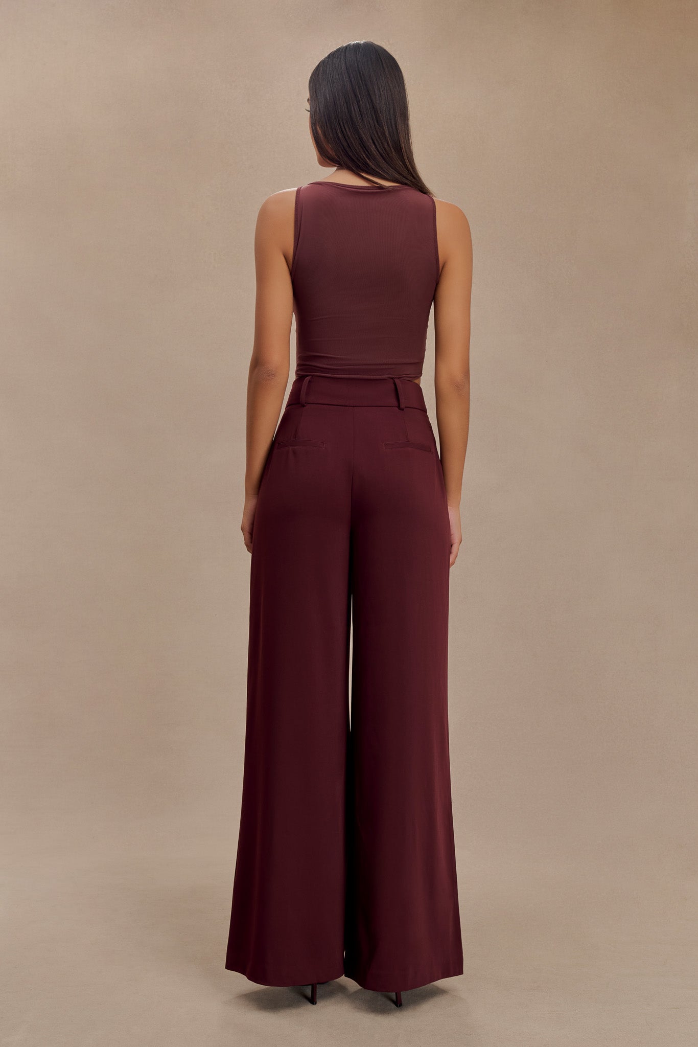 Pantalon large à plis Jacqueline - Brun-rouge