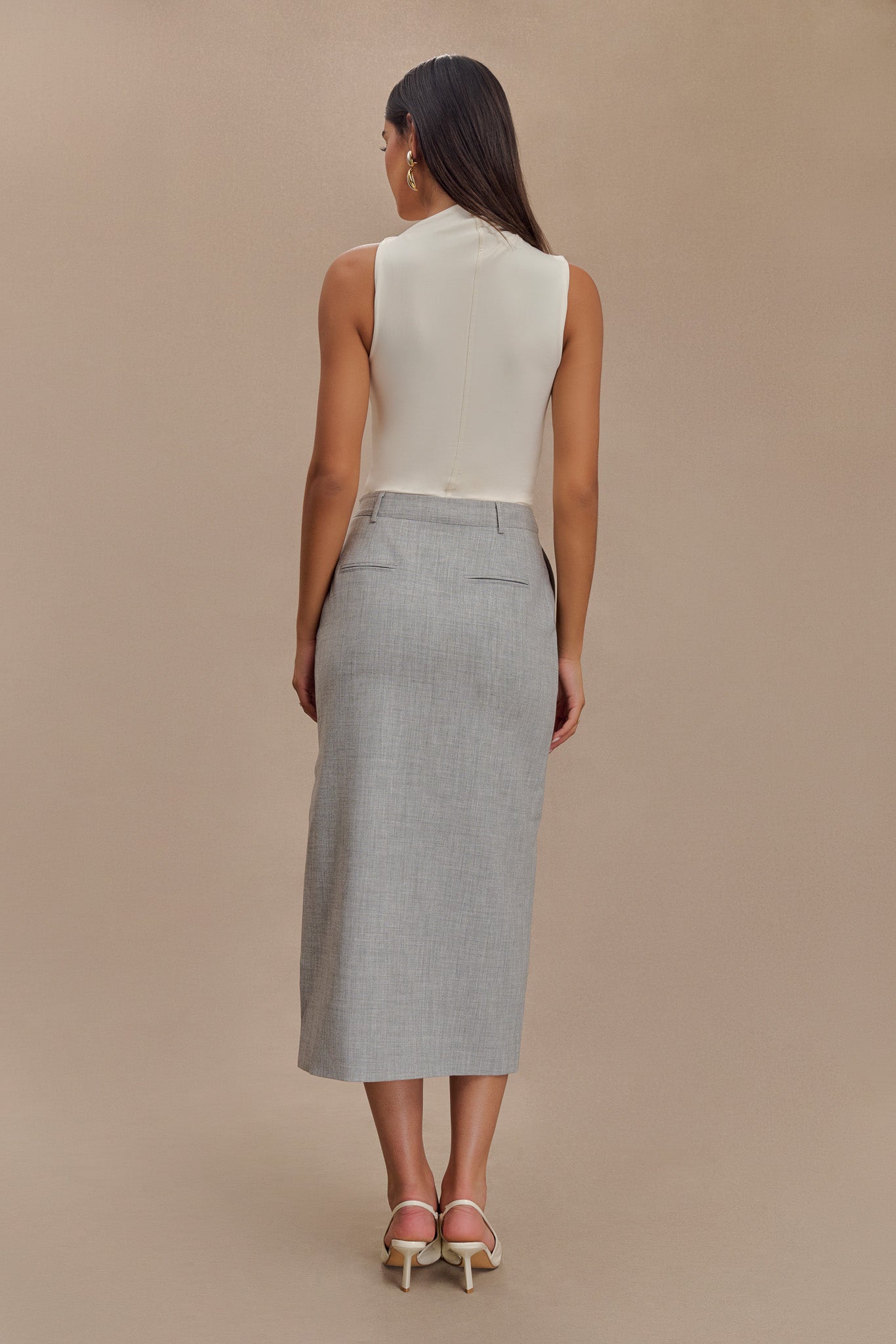 Jupe mi-longue Ambrose - Gris anthracite chiné