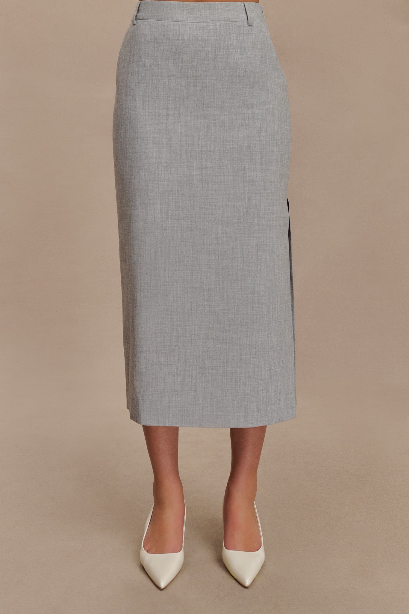 Jupe mi-longue Ambrose - Gris anthracite chiné
