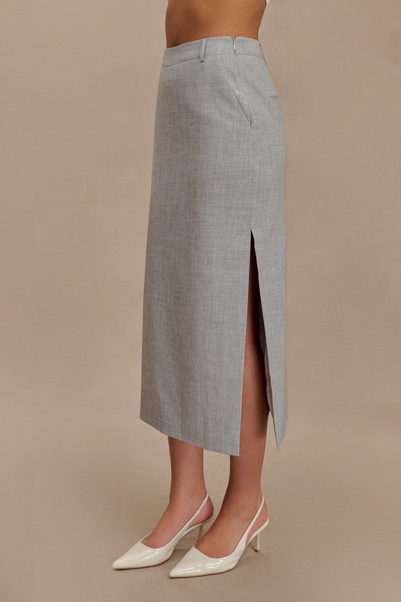 Jupe mi-longue Ambrose - Gris anthracite chiné
