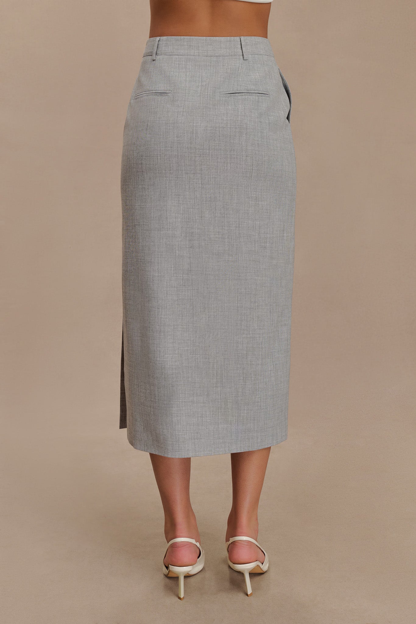 Jupe mi-longue Ambrose - Gris anthracite chiné