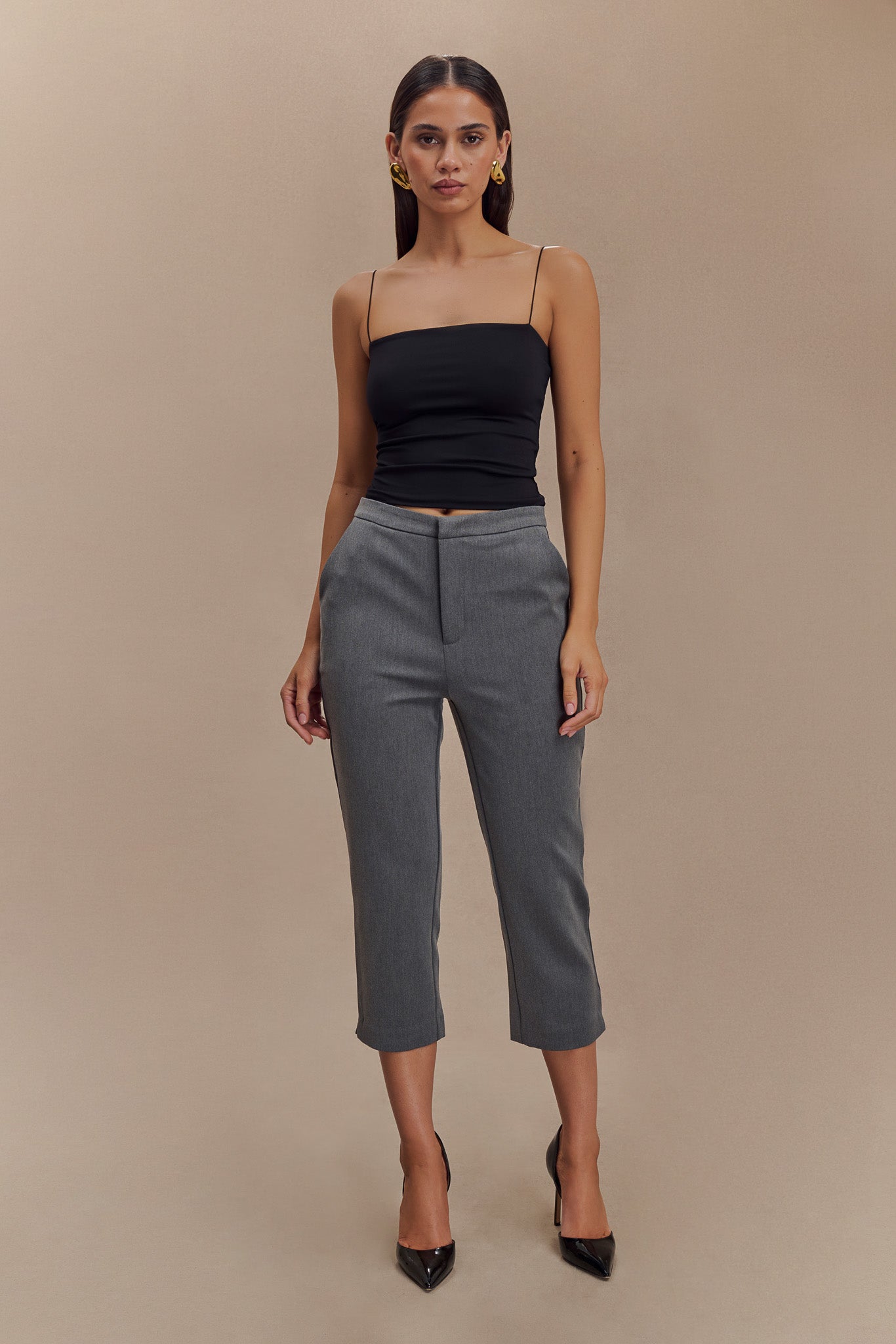 Pantalon Capri Anne - Gris anthracite chiné