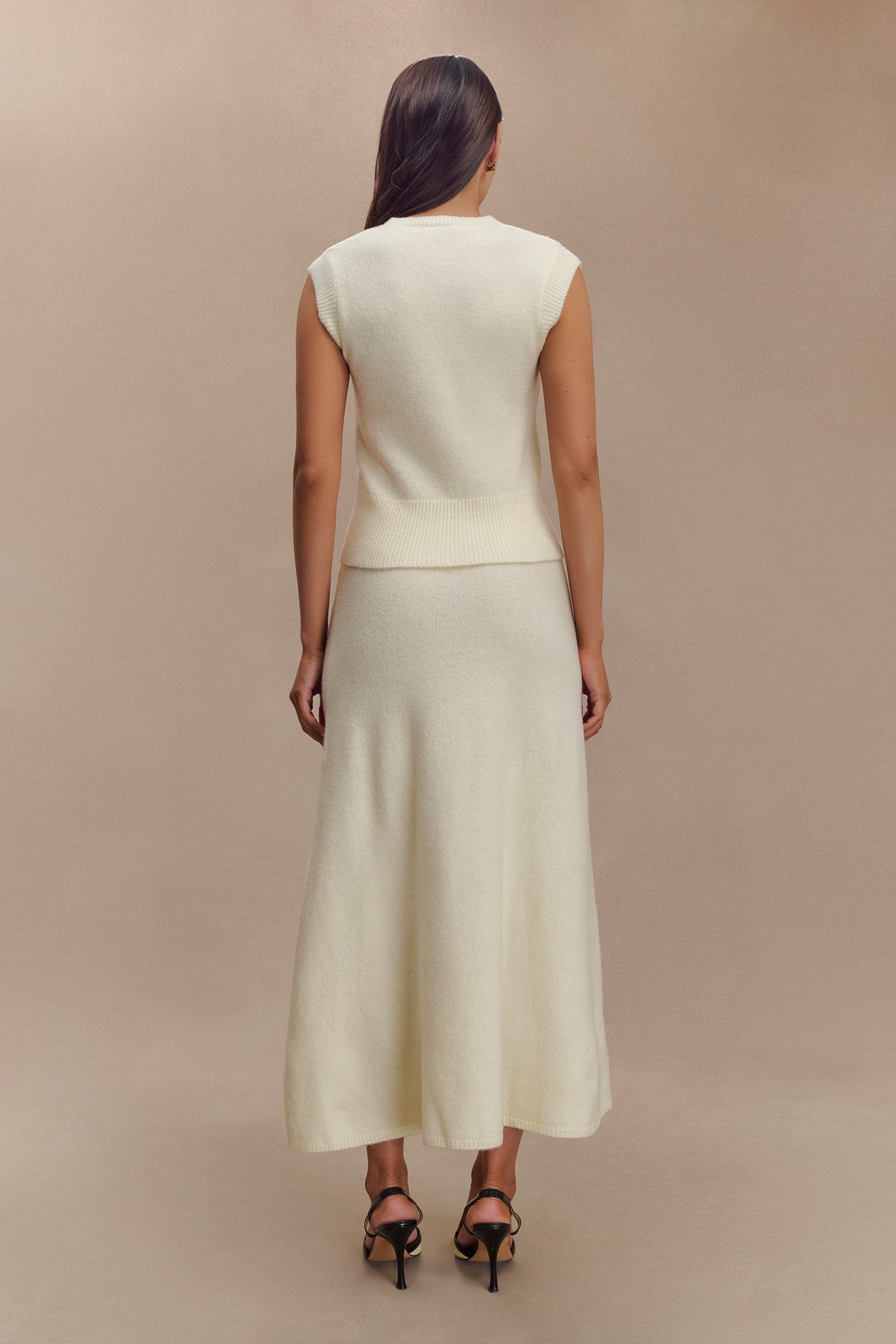 Jupe Maxi Tricot Vivica - Ivoire Marbré