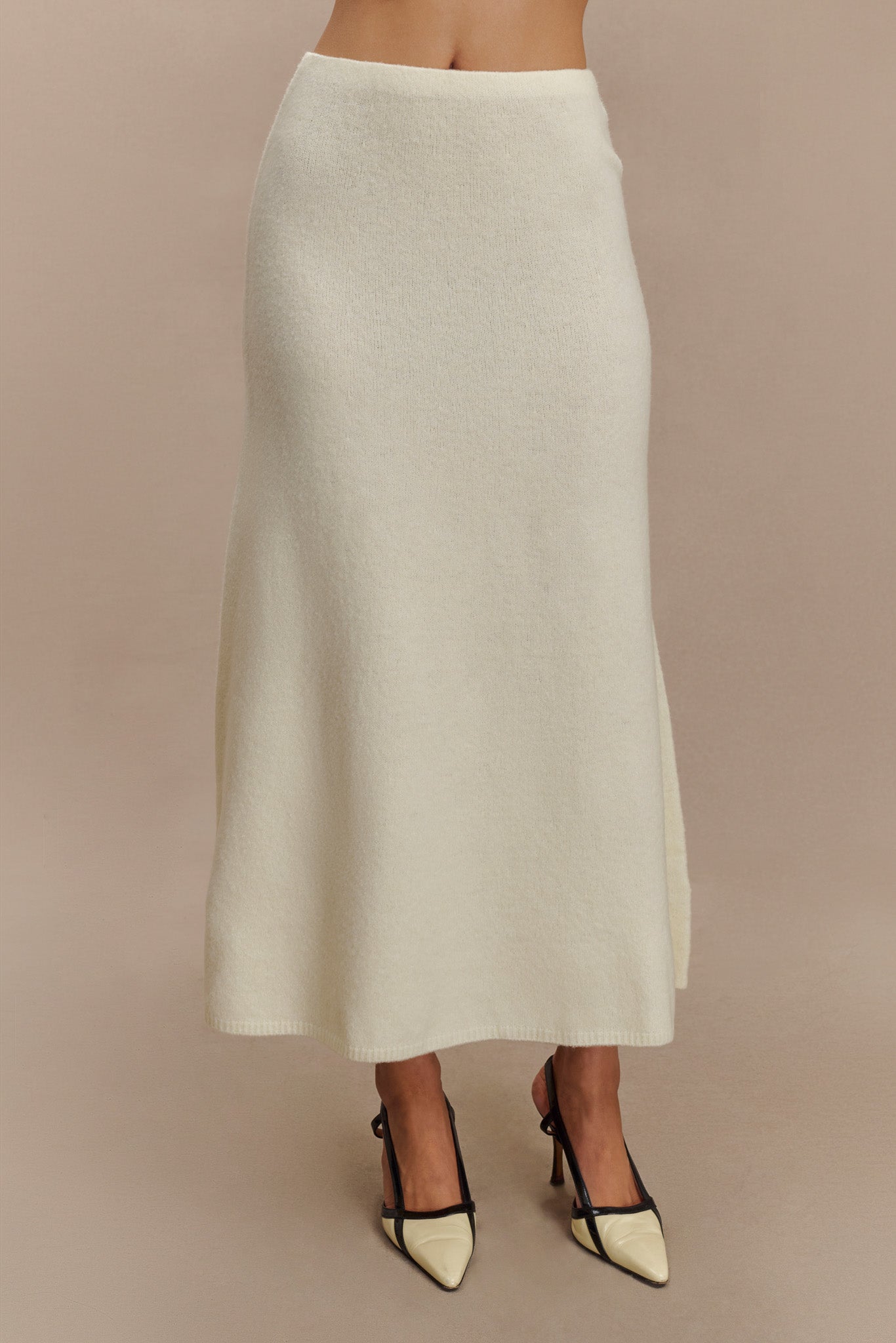Jupe Maxi Tricot Vivica - Ivoire Marbré