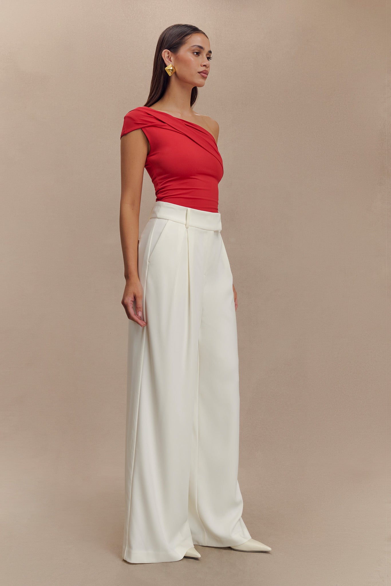 Pantalon large à plis Jacqueline - Ivoire