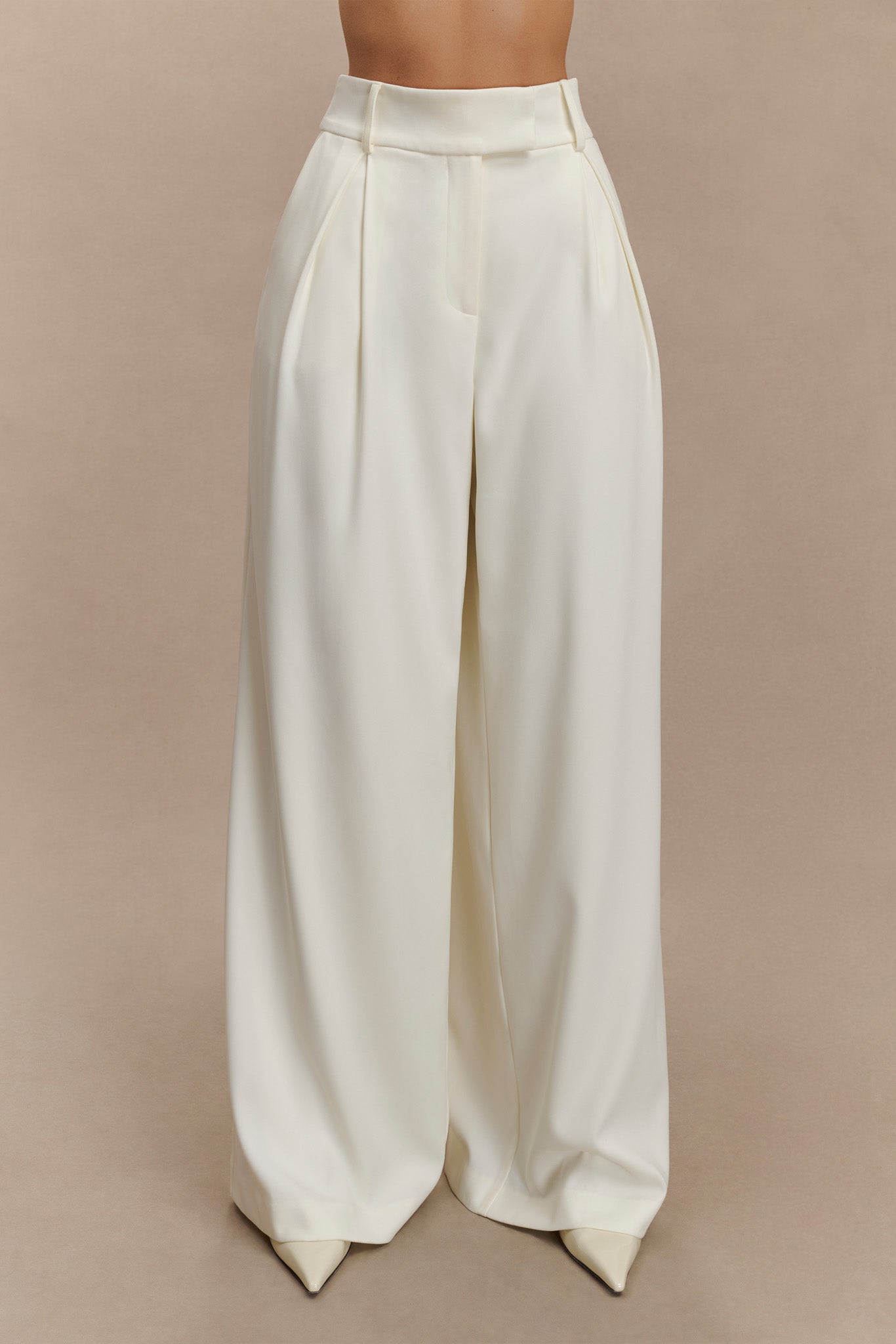 Pantalon large à plis Jacqueline - Ivoire