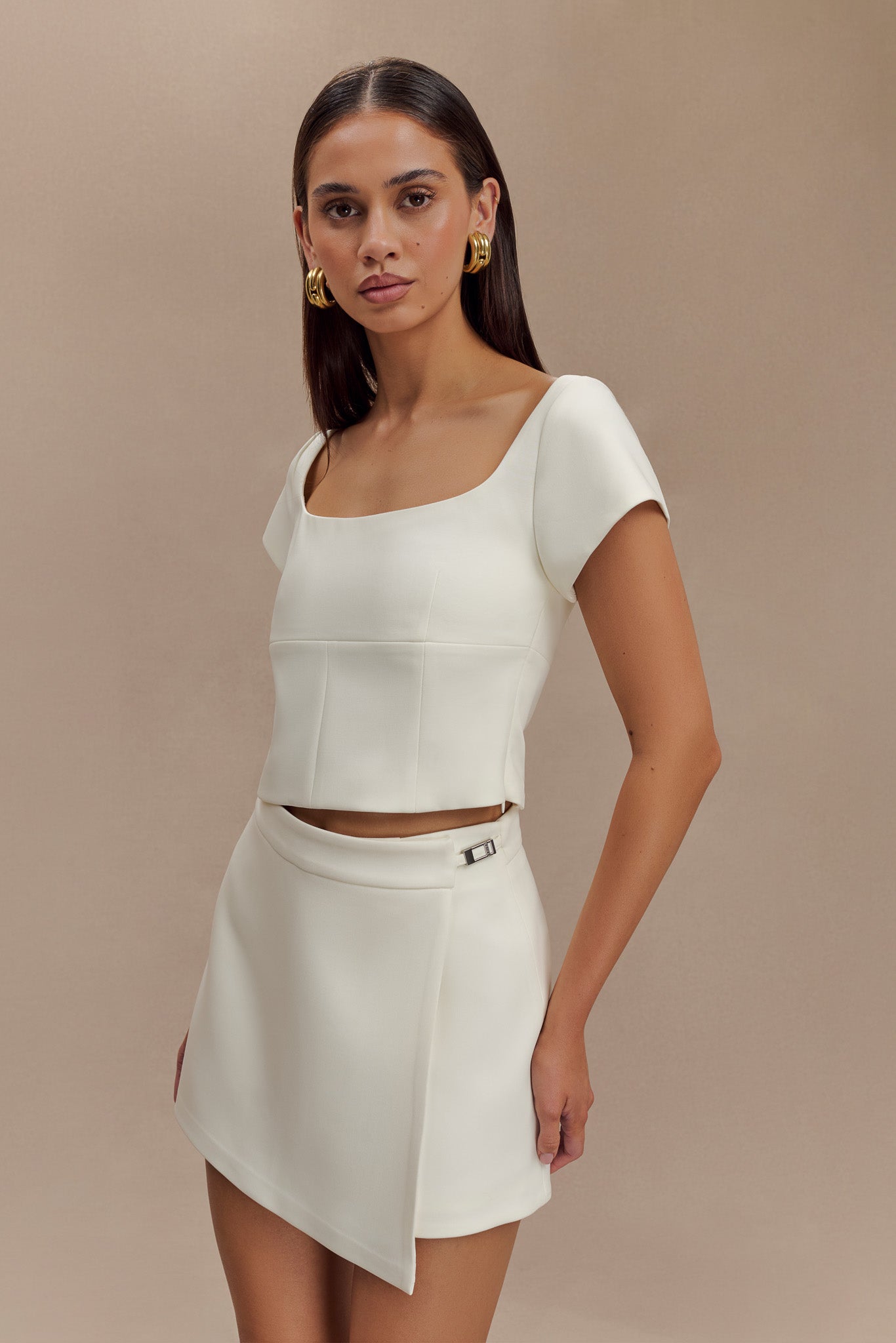 Jupe-short Celene avec boucle - Ivoire