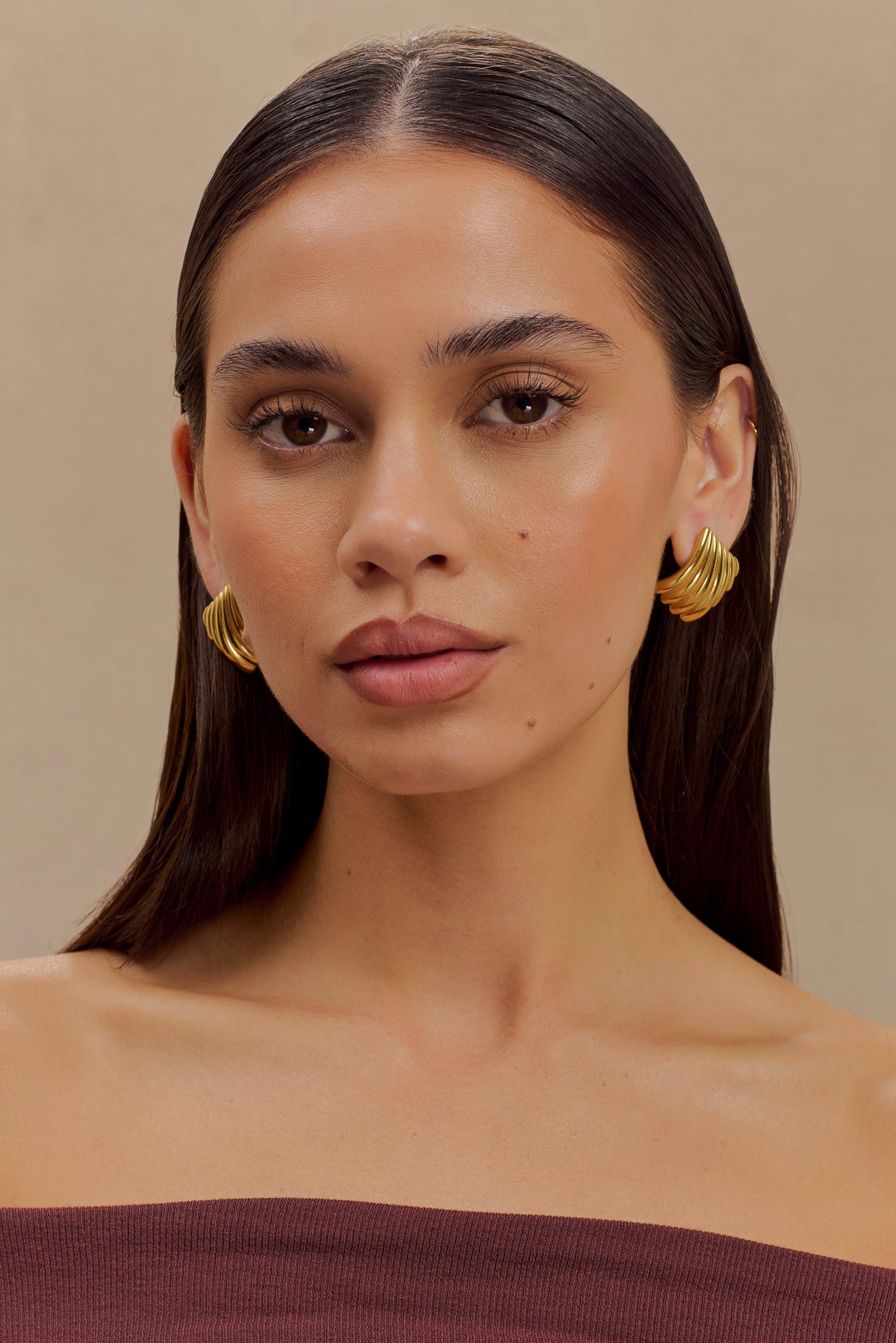 Boucles d'oreilles carrées texturées Olympia - Or