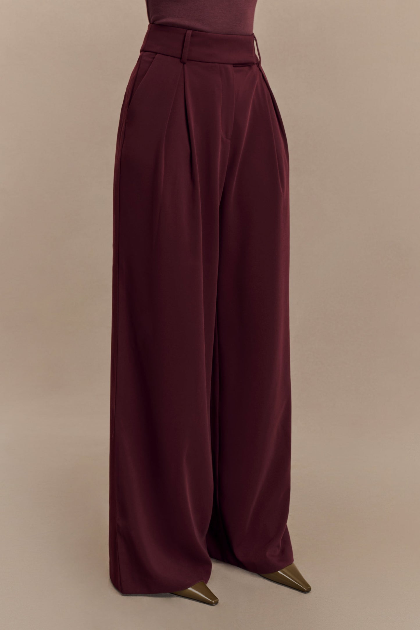 Pantalon large à plis Jacqueline - Brun-rouge