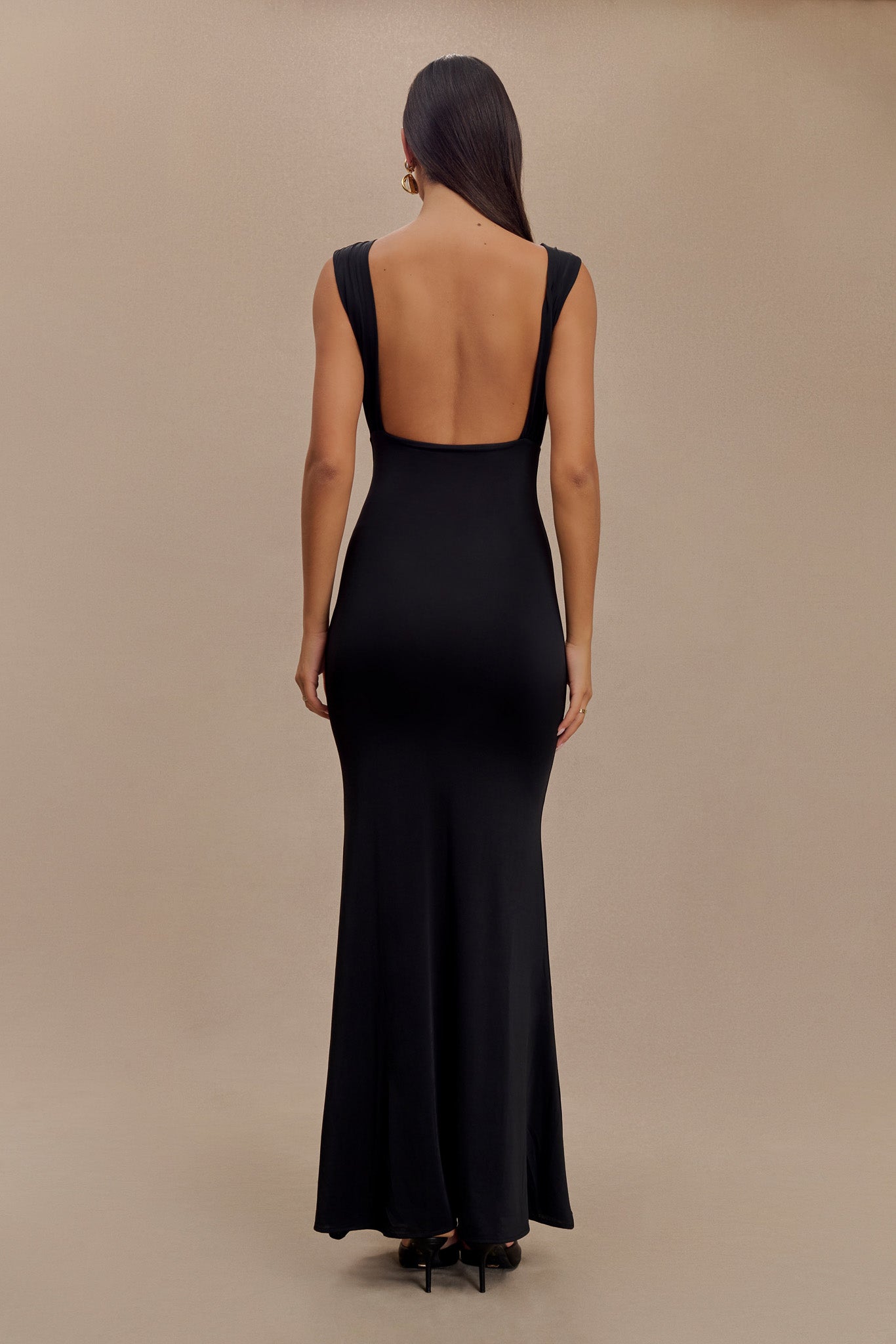 Robe Maxi Malia en Mousseline de Soie à Plis - Noir