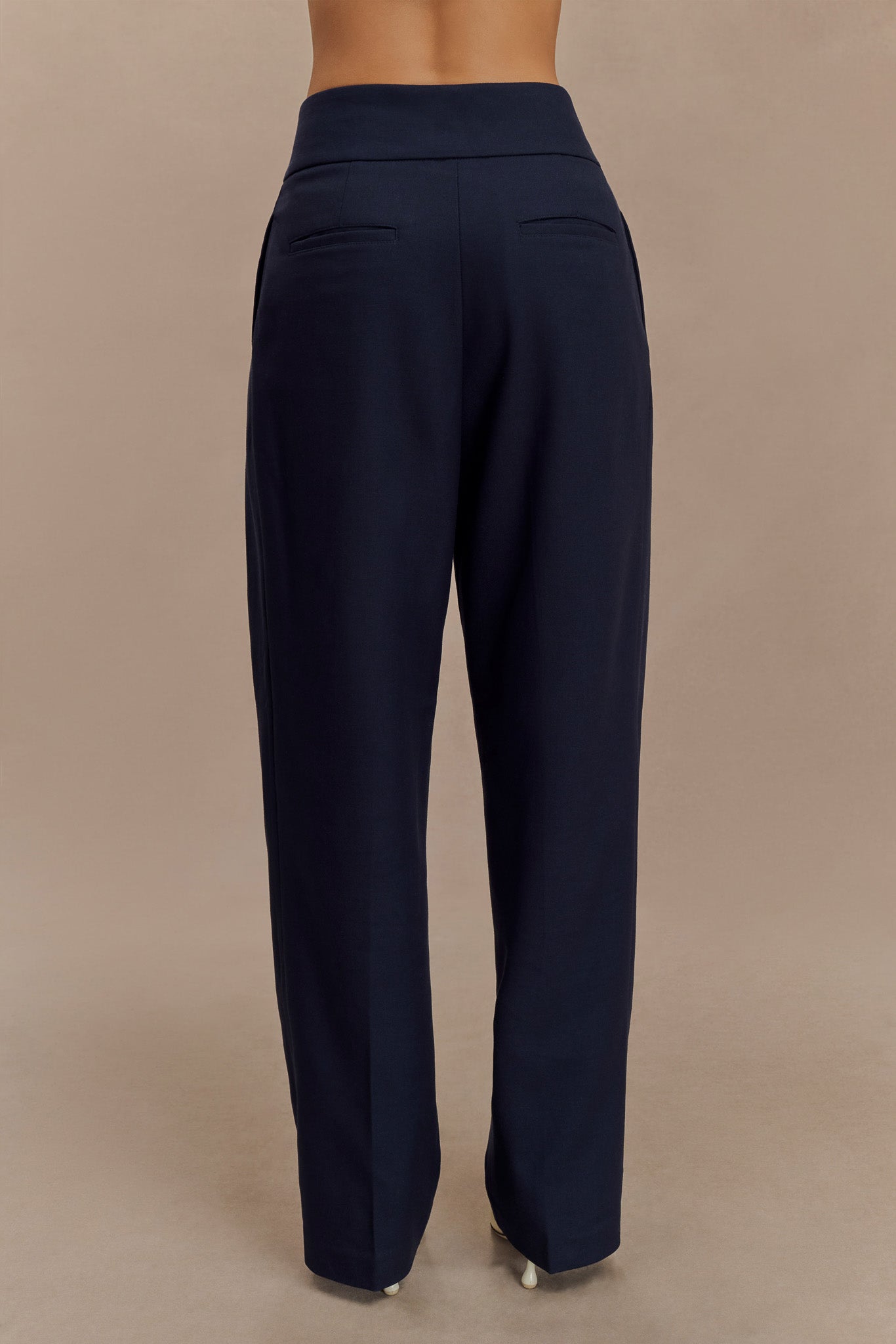 Pantalon à taille haute et plis Penelope - Bleu marine foncé