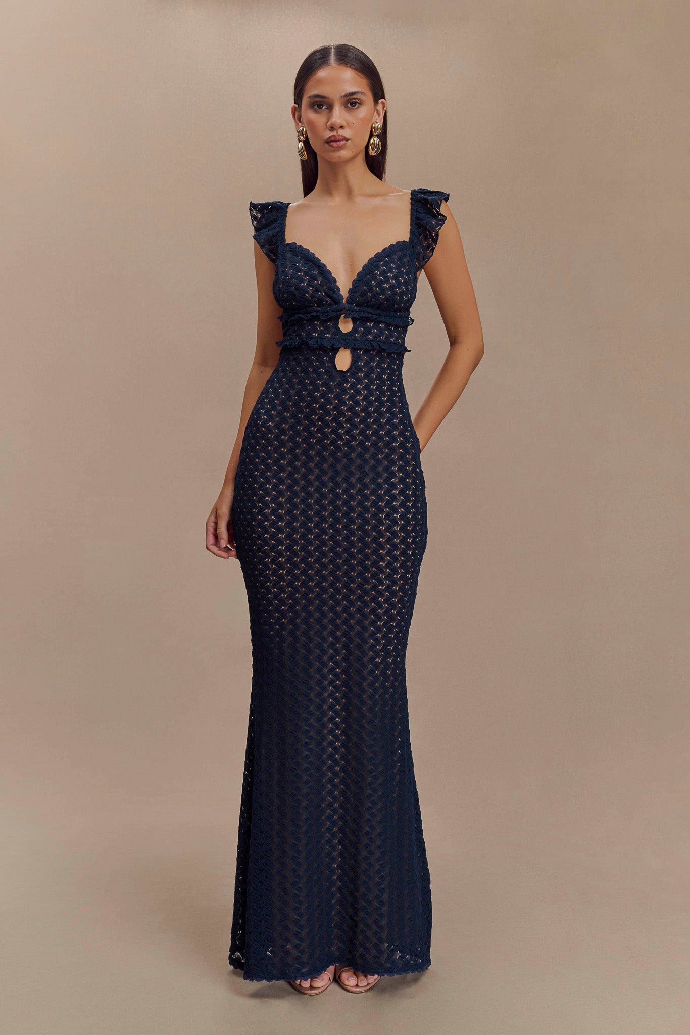 Robe Maxi en Dentelle Ezra - Bleu Marine