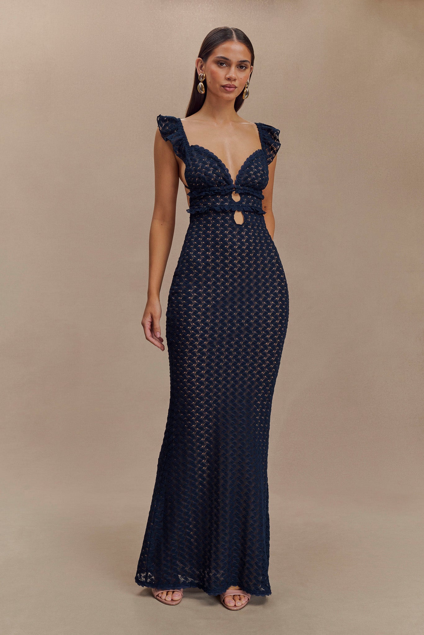 Robe Maxi en Dentelle Ezra - Bleu Marine
