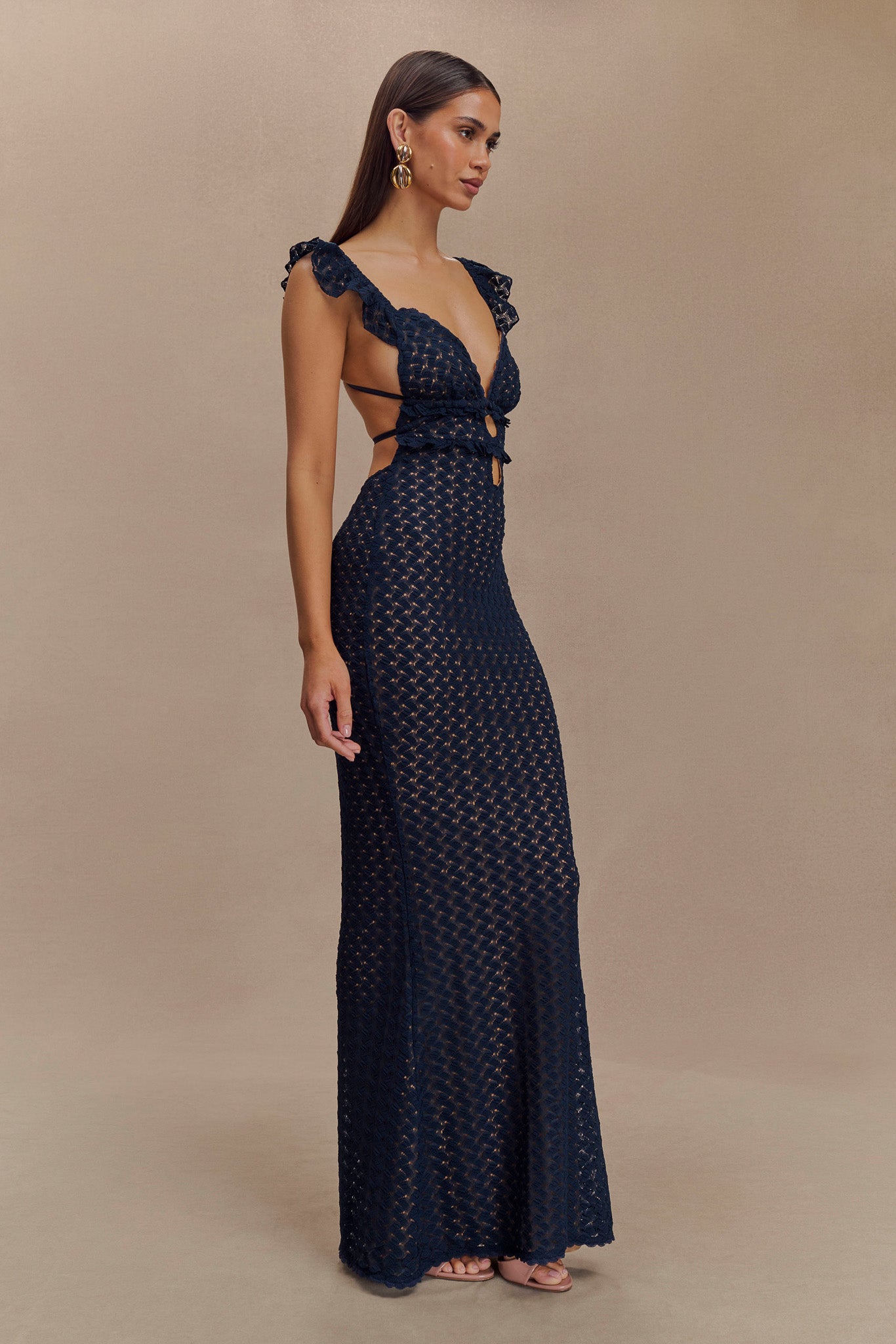 Robe Maxi en Dentelle Ezra - Bleu Marine