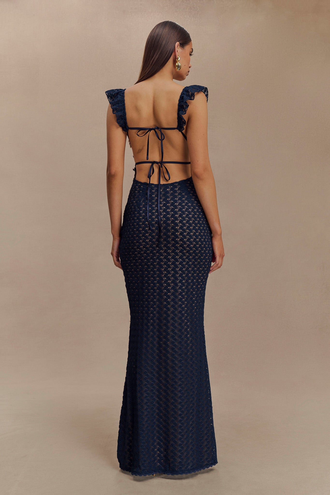 Robe Maxi en Dentelle Ezra - Bleu Marine