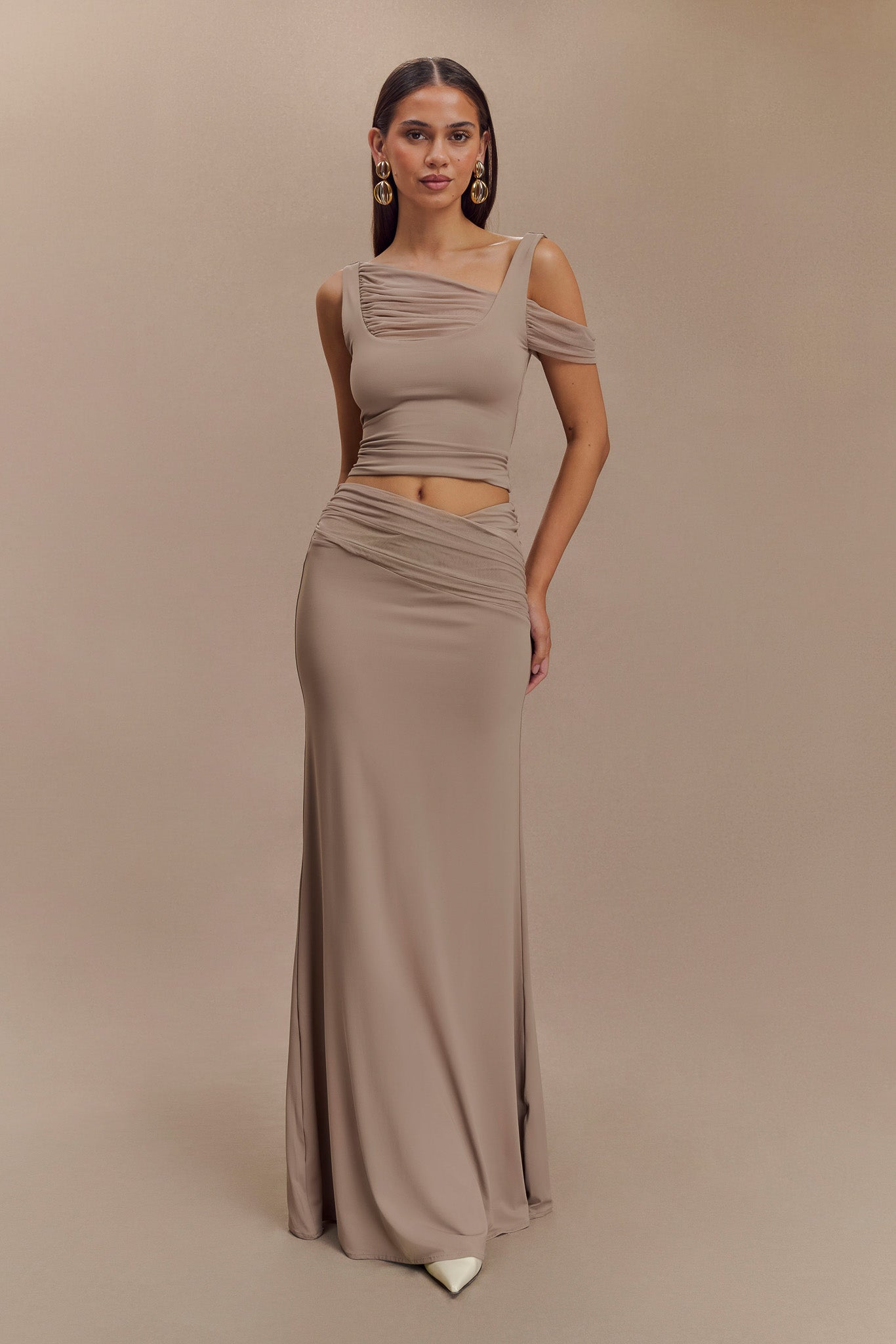 Top sans manches Jules en nylon et maille recyclés - Taupe