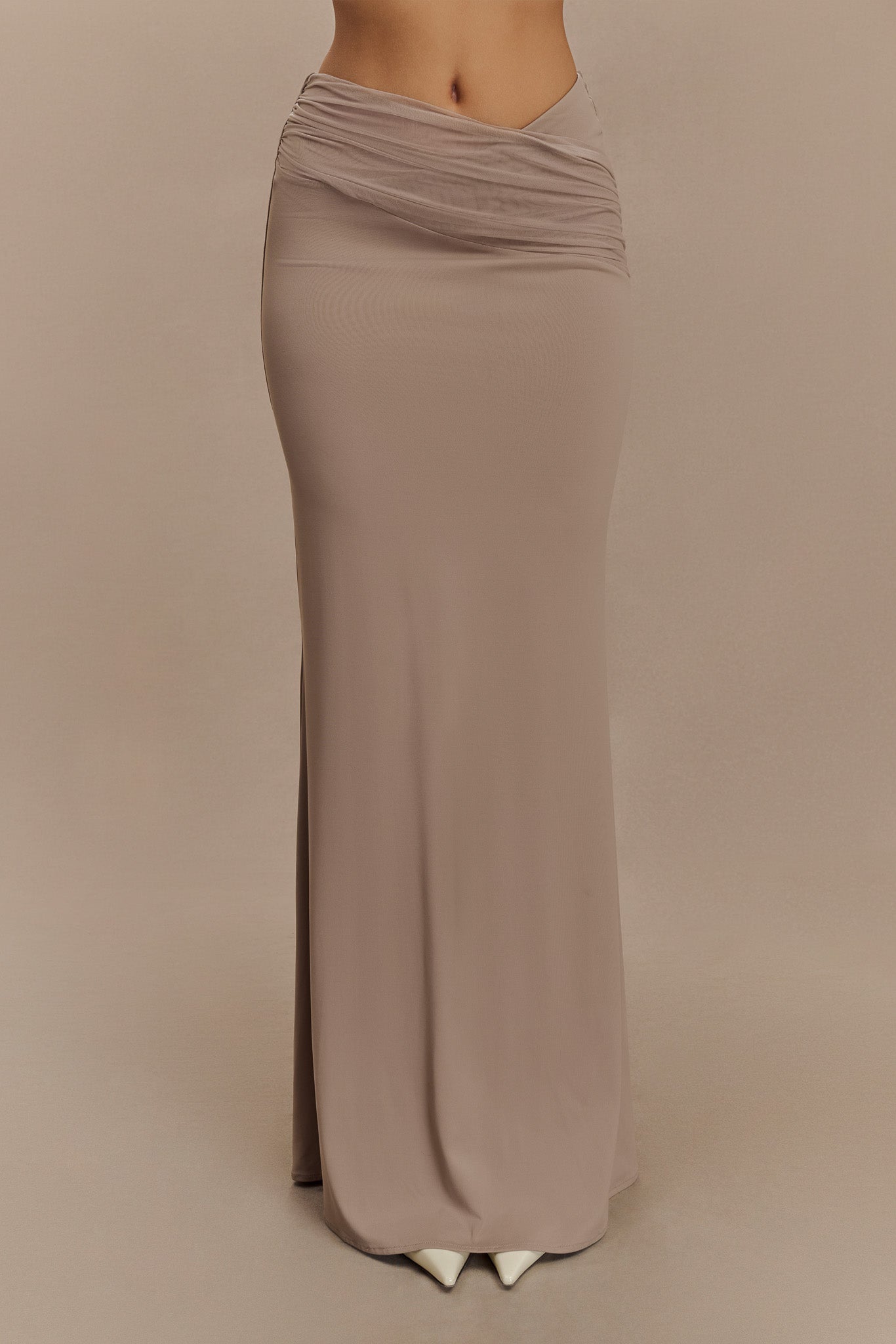 Jupe Maxi Jules en Nylon et Maille Recyclées - Taupe