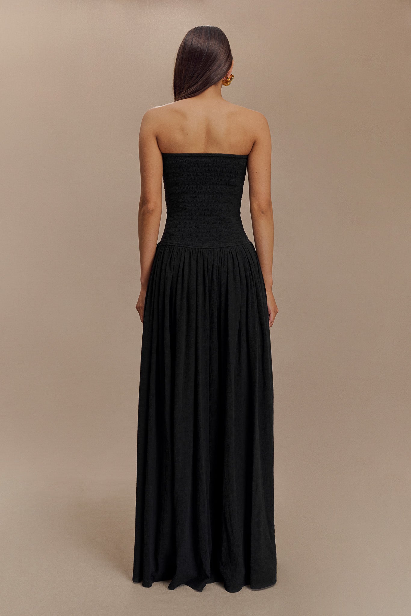 Robe Maxi en Coton à Plis Maureen - Noir